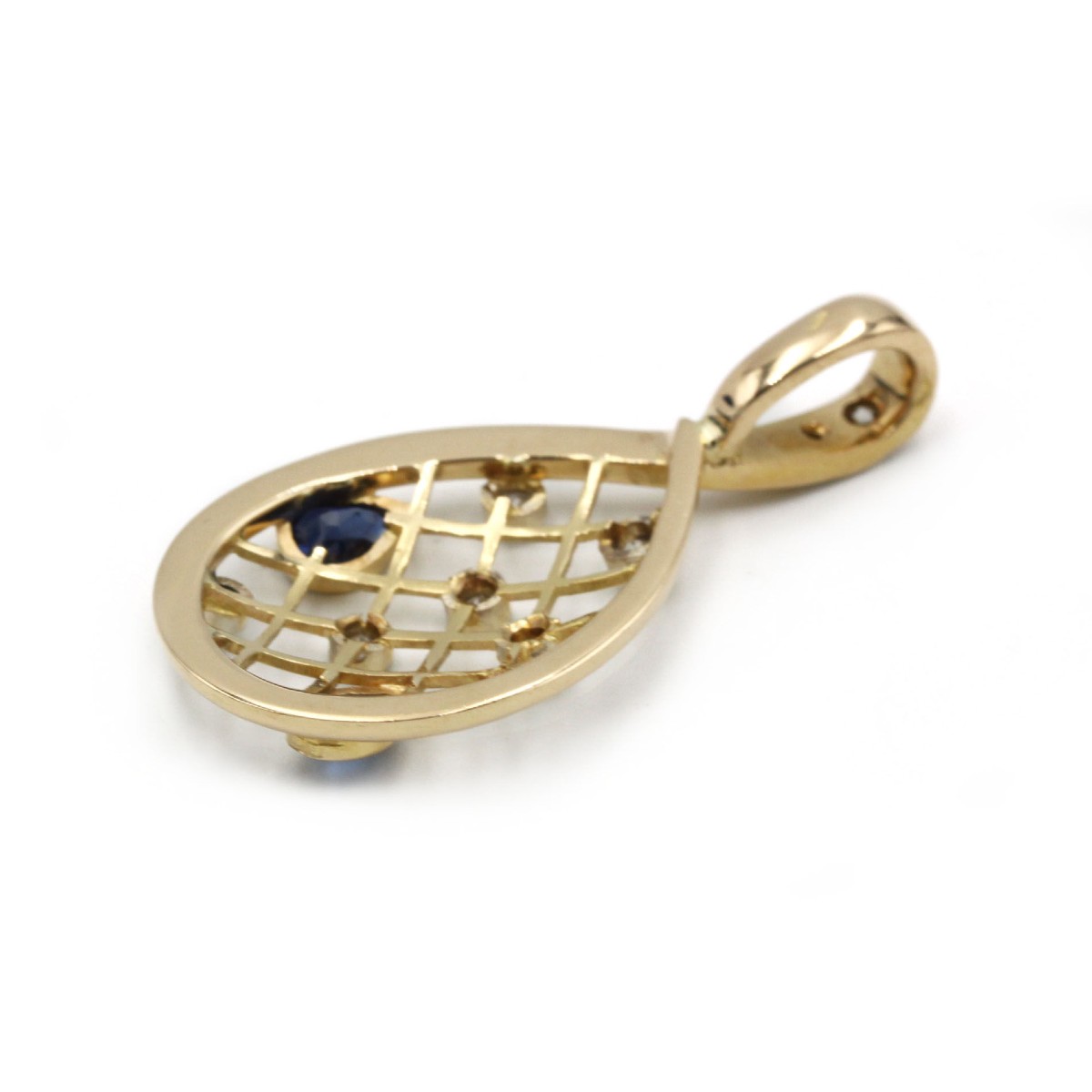 Pendentif - Or jaune, saphirs et diamants-photo-2