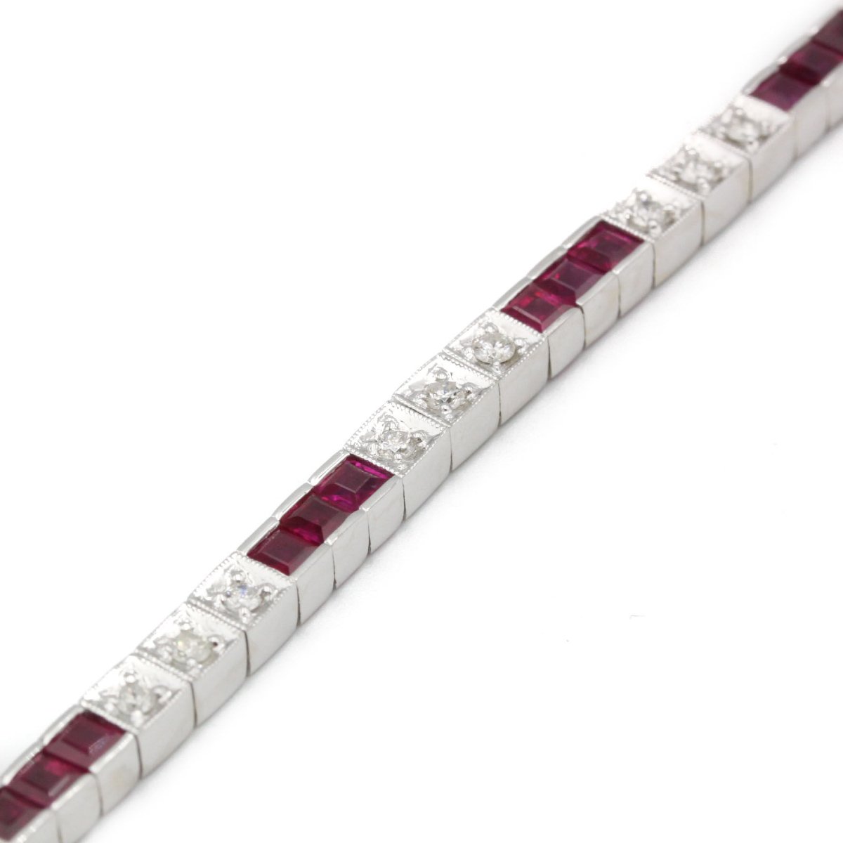 Art Deco Style Bracelet - Gold, Diamonds And Rubies-photo-2