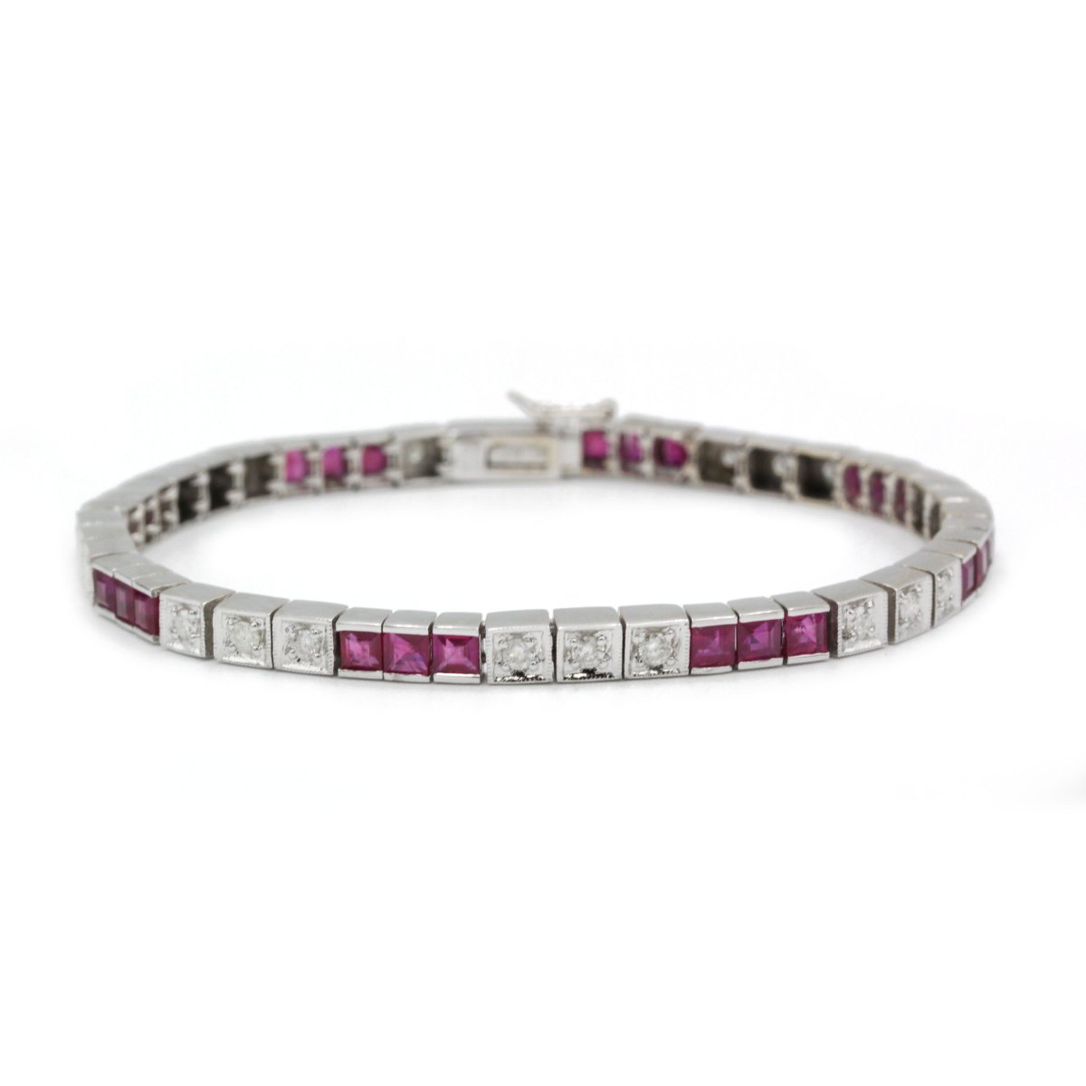 Art Deco Style Bracelet - Gold, Diamonds And Rubies-photo-3