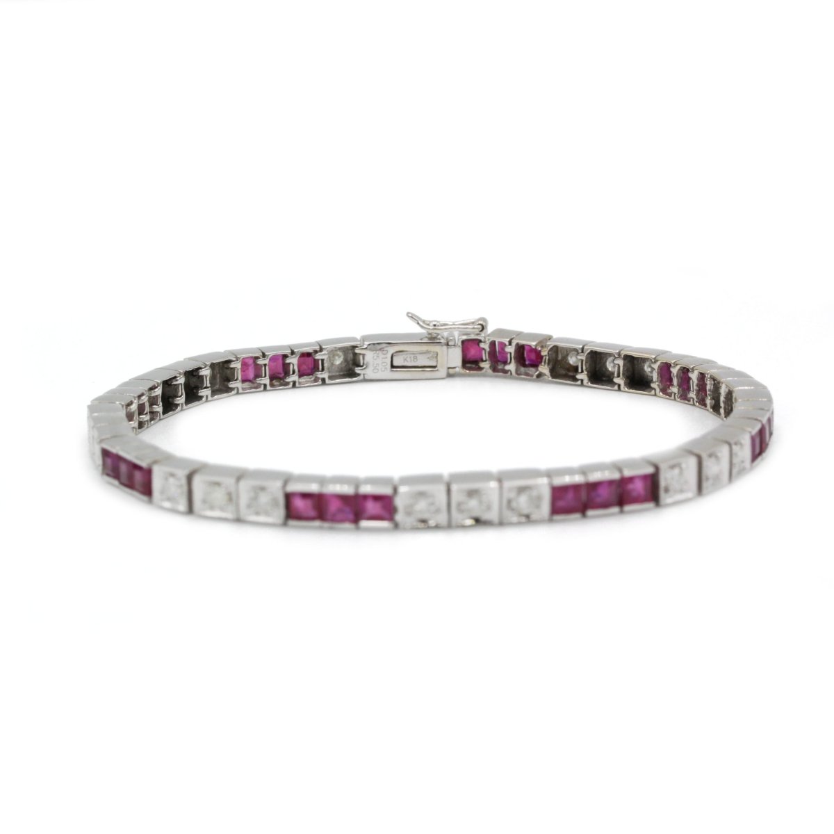 Art Deco Style Bracelet - Gold, Diamonds And Rubies-photo-4