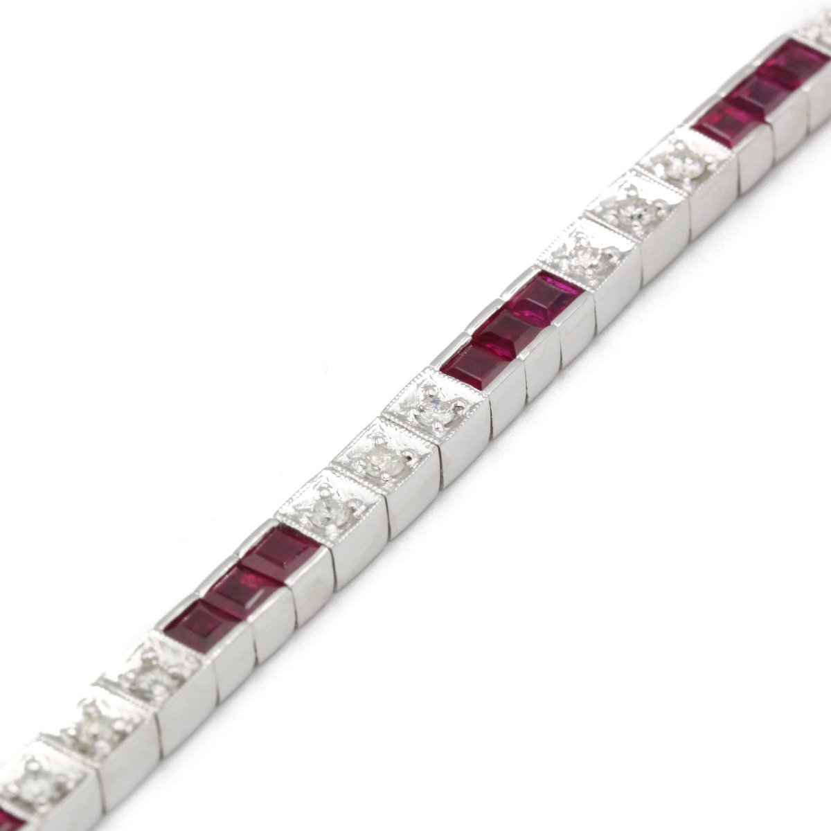 Art Deco Style Bracelet - Gold, Diamonds And Rubies-photo-2