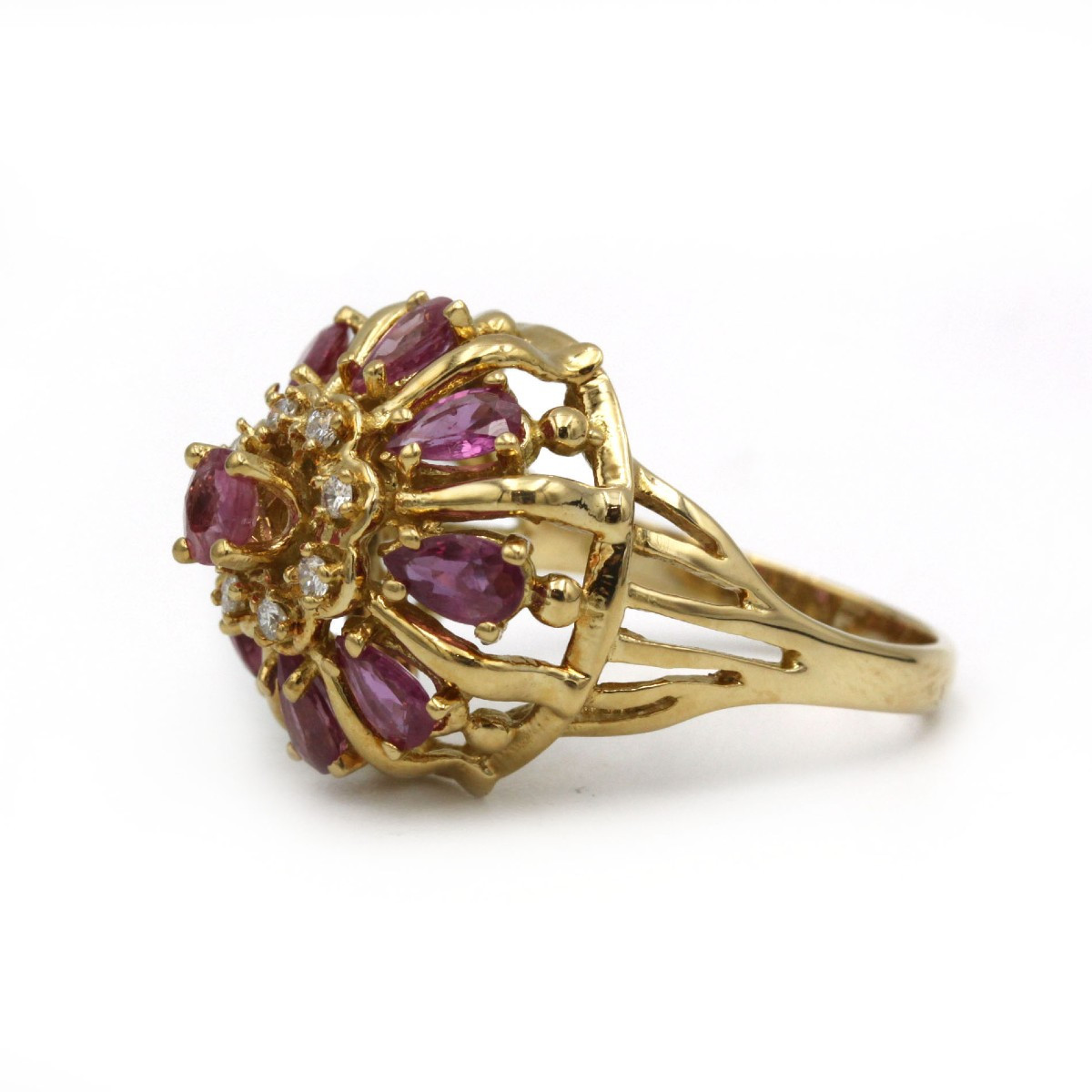 Bague - Or, saphirs rose et diamants-photo-4
