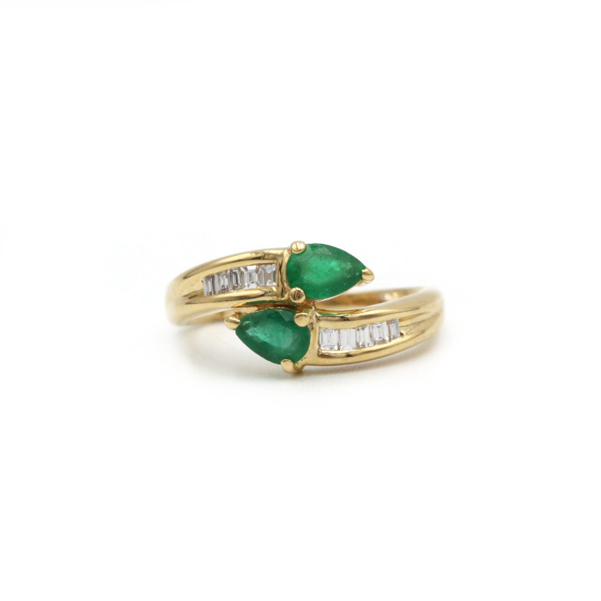 Bague Toi et Moi - Or jaune, émeraudes et diamants-photo-1