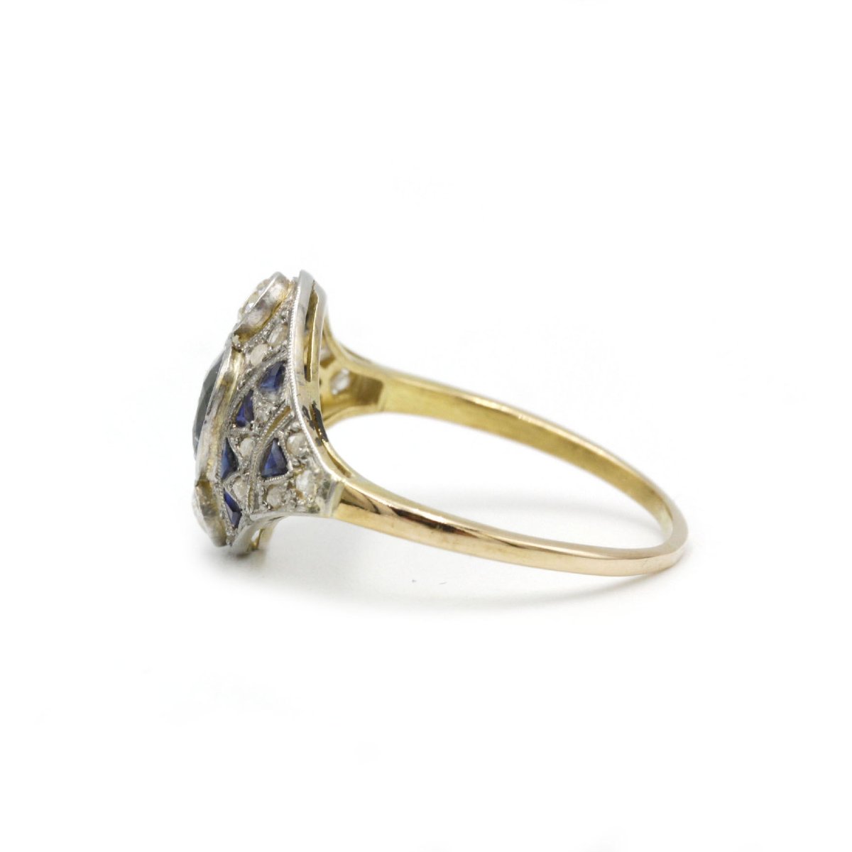 Bague art deco - 1910 - 1930 - Or, saphirs et diamants-photo-2