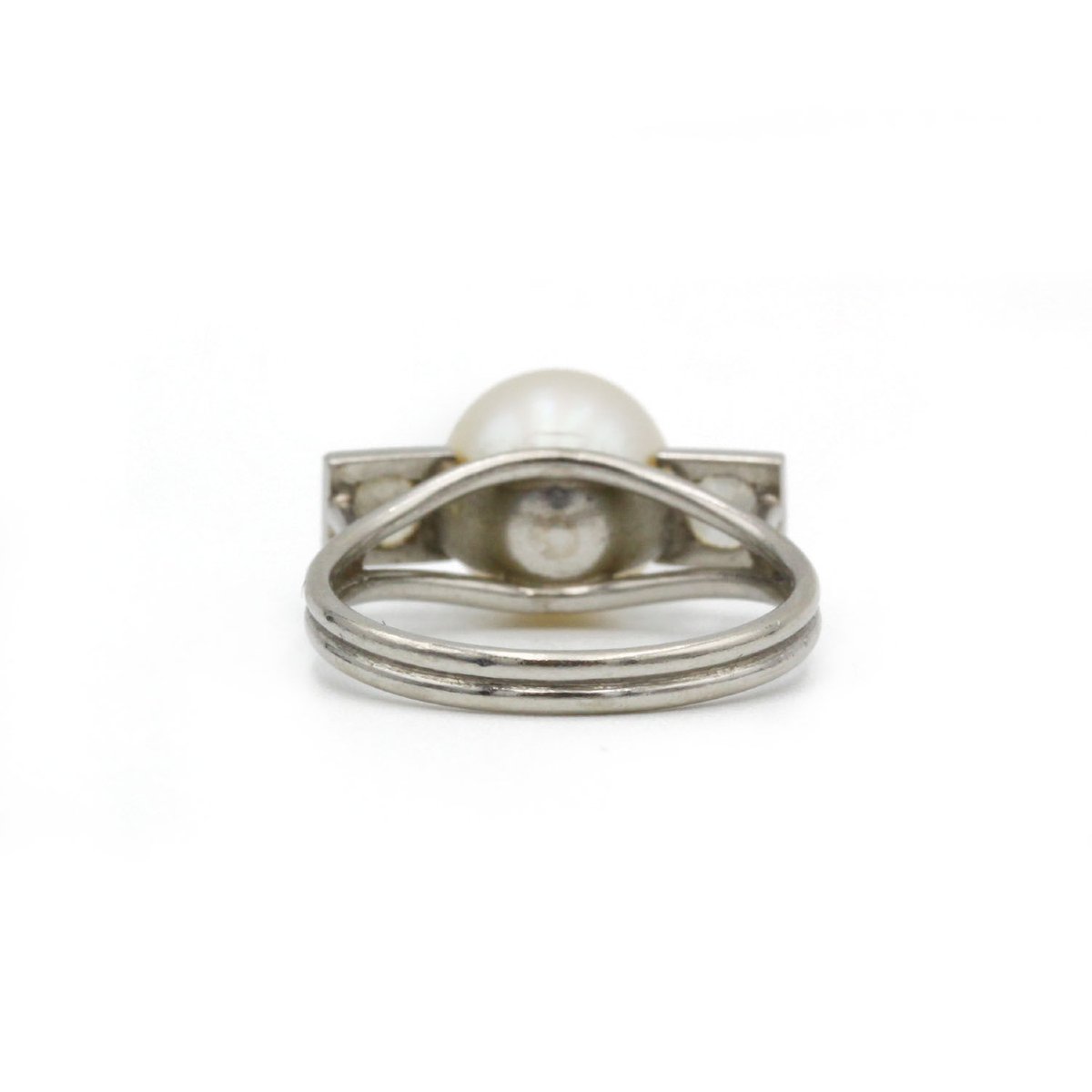 Bague art deco - Platine, diamants et perle-photo-4