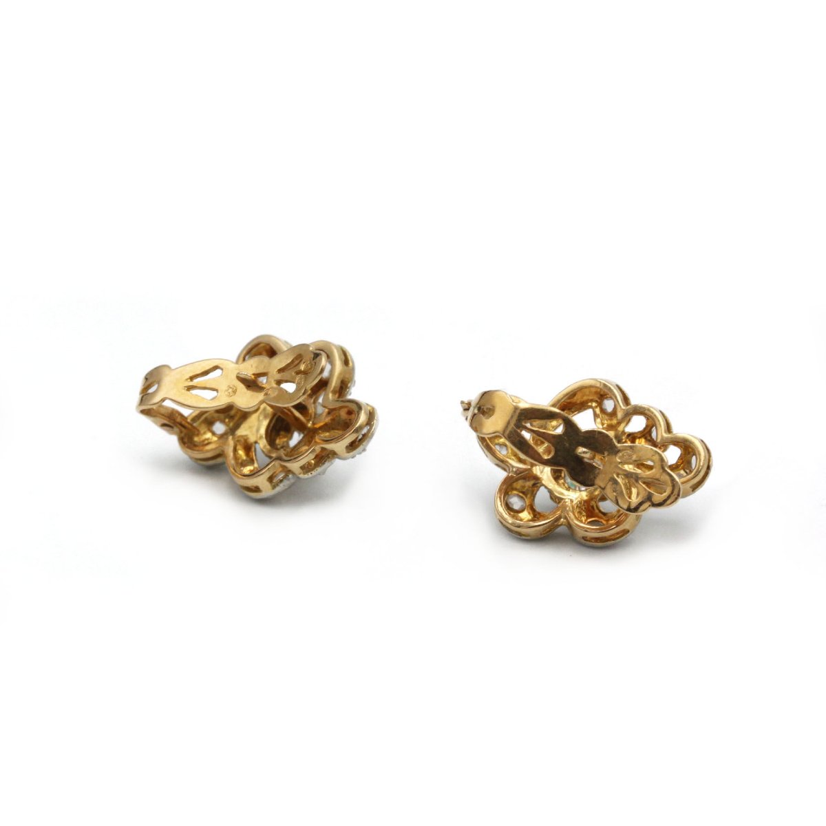 Earrings - Yellow And White Gold And Diamonds-photo-2