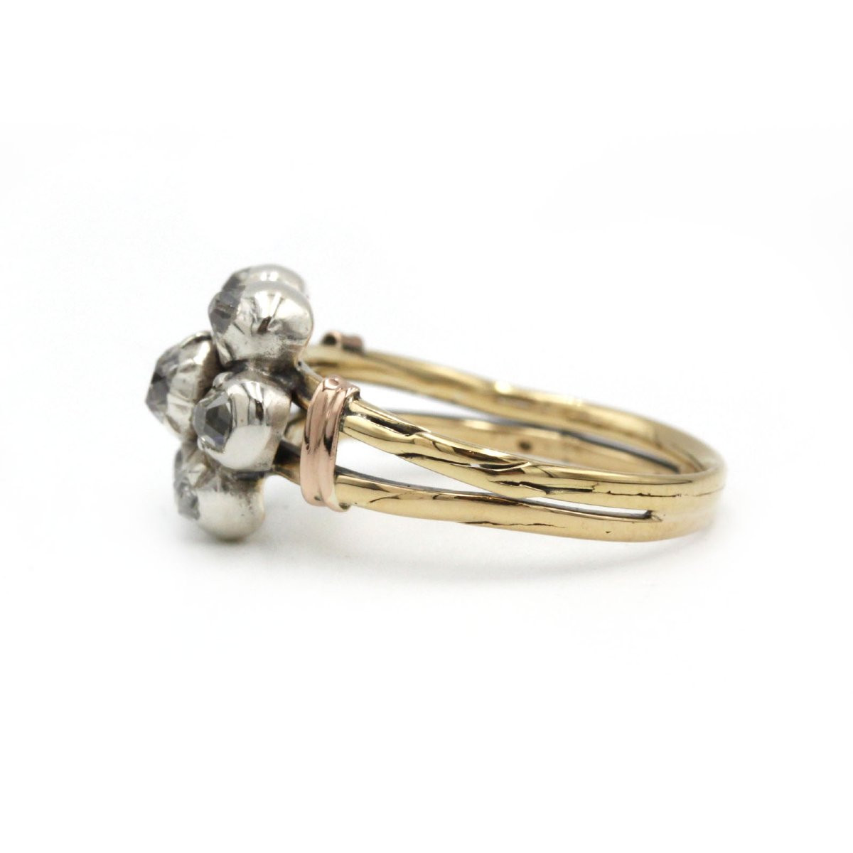 19th Century Ring In 750 Yellow Gold And 7 Old-cut Diamonds, 0.50 Carats Total -photo-2