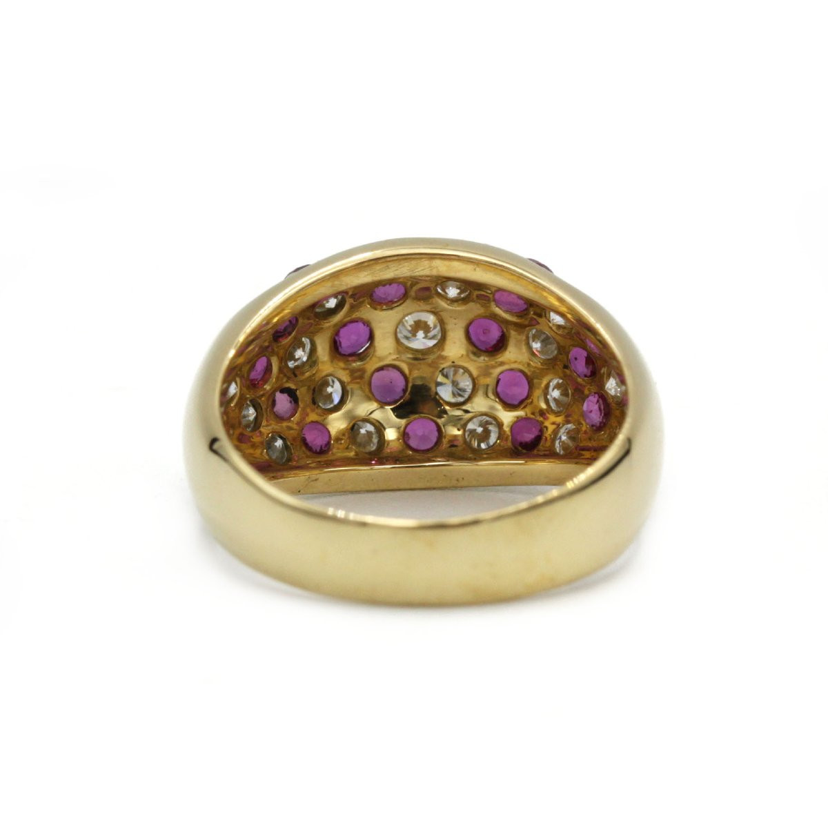 Bague bandeau or jaune 750, diamants et rubis-photo-4