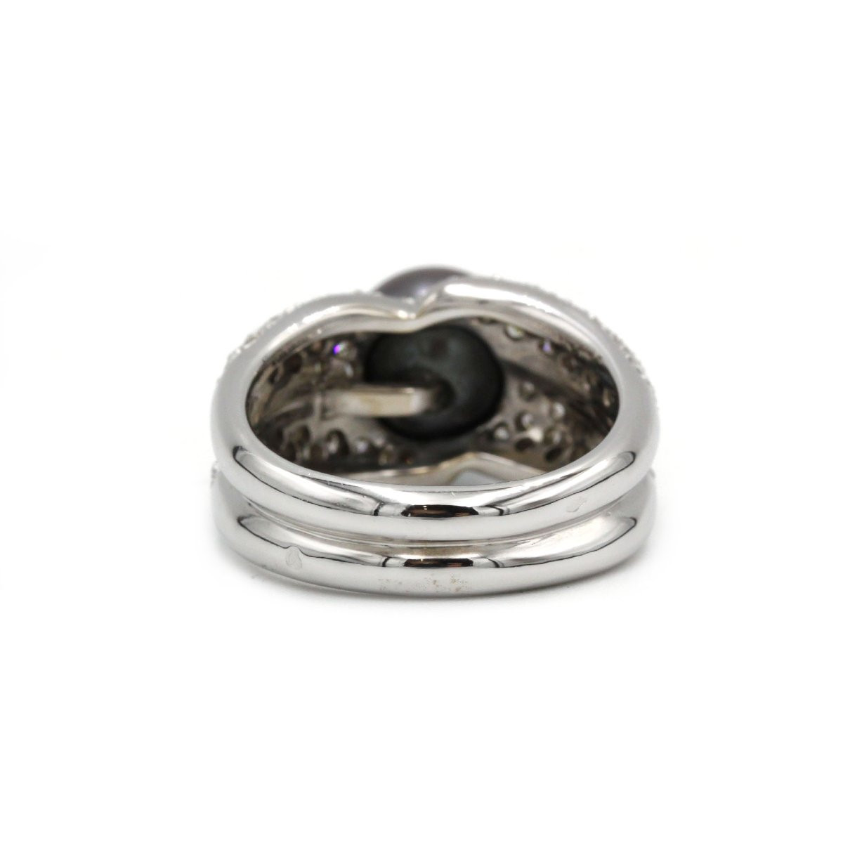 750 White Gold Ring With Approximately 3 Carat Diamonds And Tahitian Pearl-photo-1