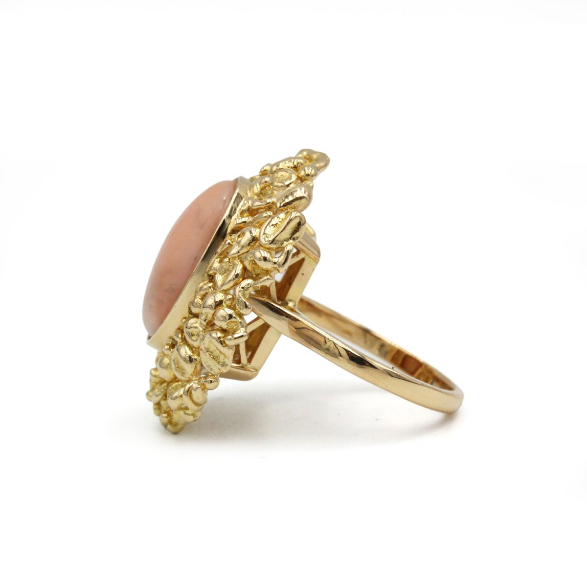 750 Yellow Gold Ring From The 50s/60s With Coral  -photo-3