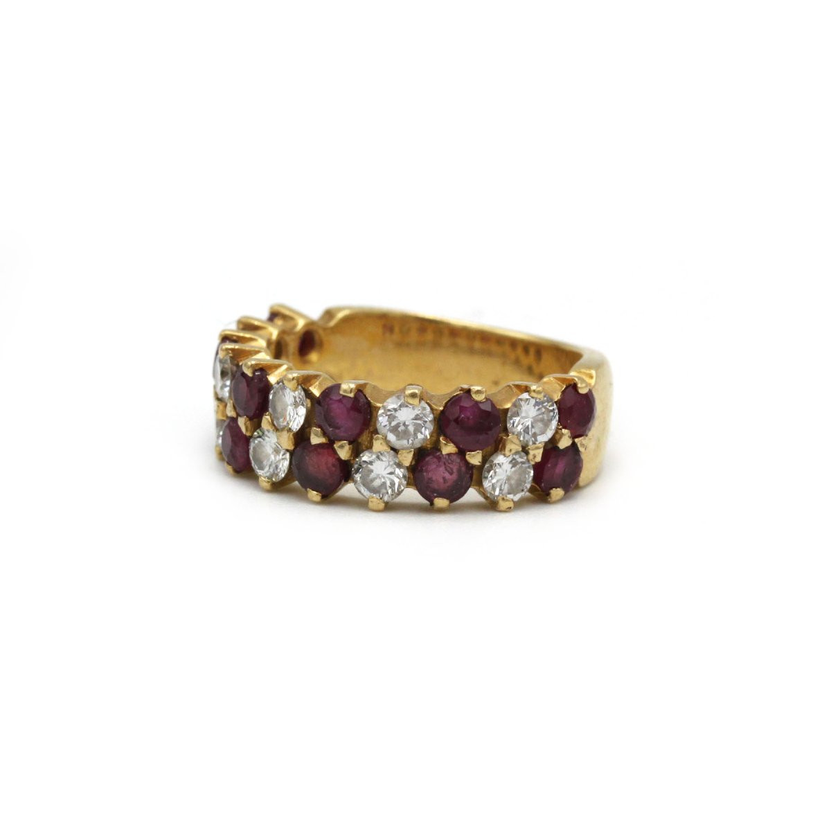 Ring - 750 Yellow Gold - Diamonds And Rubies-photo-2