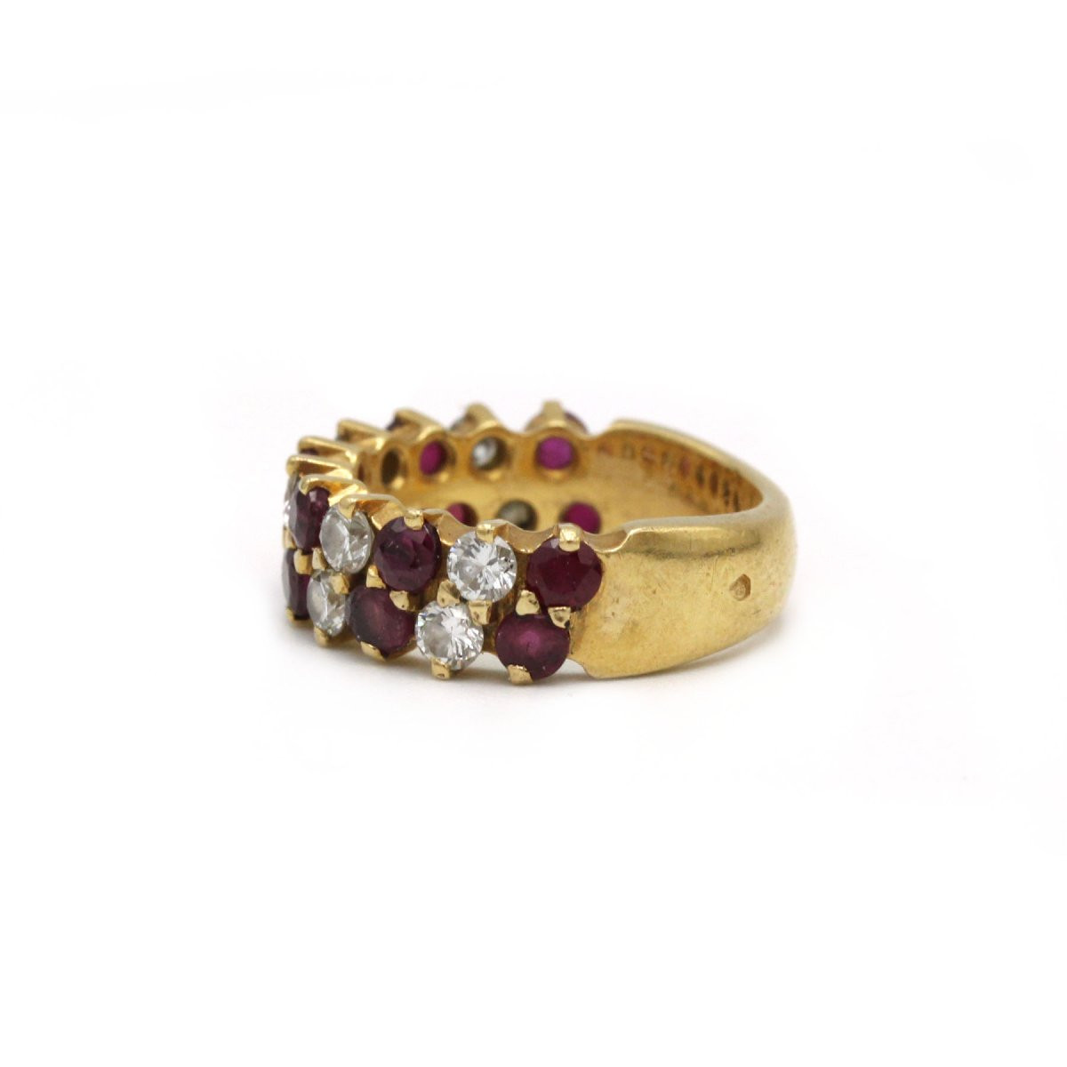 Ring - 750 Yellow Gold - Diamonds And Rubies-photo-3
