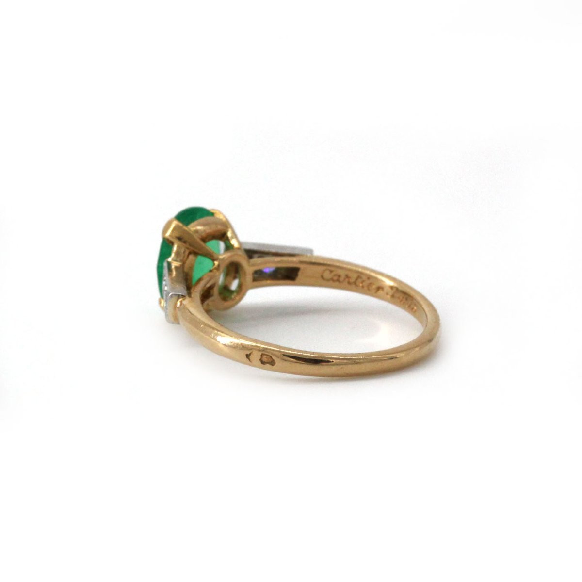 Bague Cartier or jaune 750,  diamants et émeraude colombienne 0.83 carats certificat LFG-photo-4