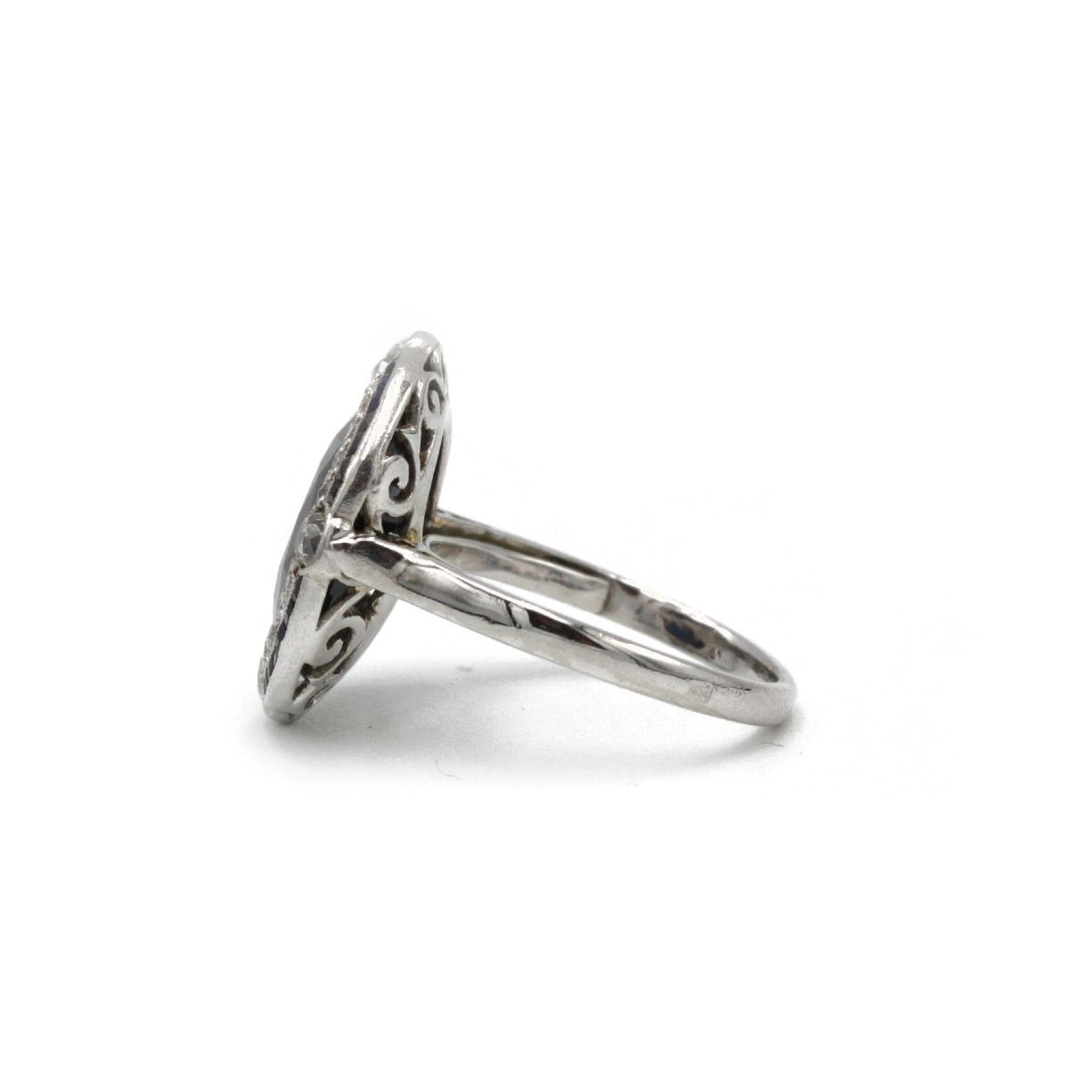 Bague art déco platine 1910/1920 saphir environ 3.5 carats, saphirs calibrés, et diamants-photo-3