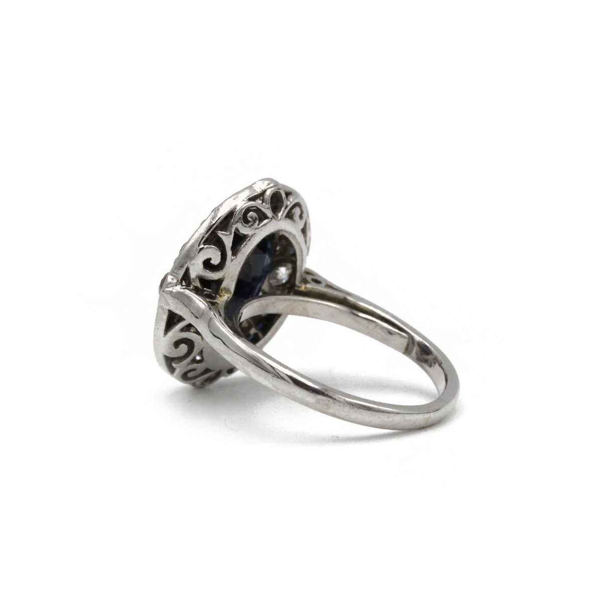 Bague art déco platine 1910/1920 saphir environ 3.5 carats, saphirs calibrés, et diamants-photo-4