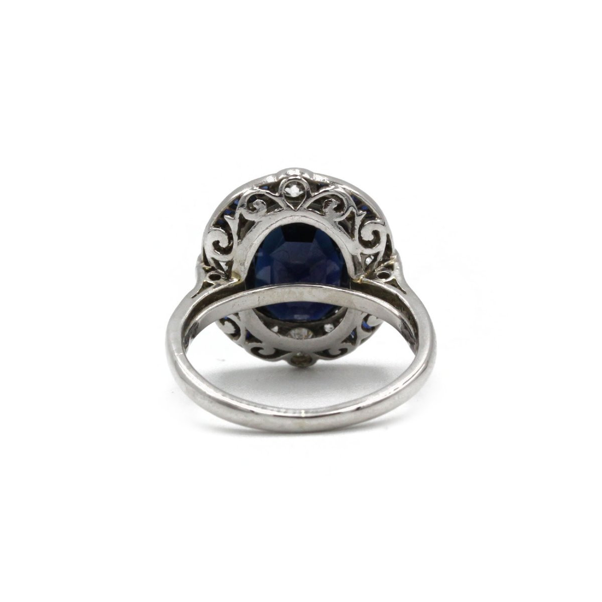 Bague art déco platine 1910/1920 saphir environ 3.5 carats, saphirs calibrés, et diamants-photo-1