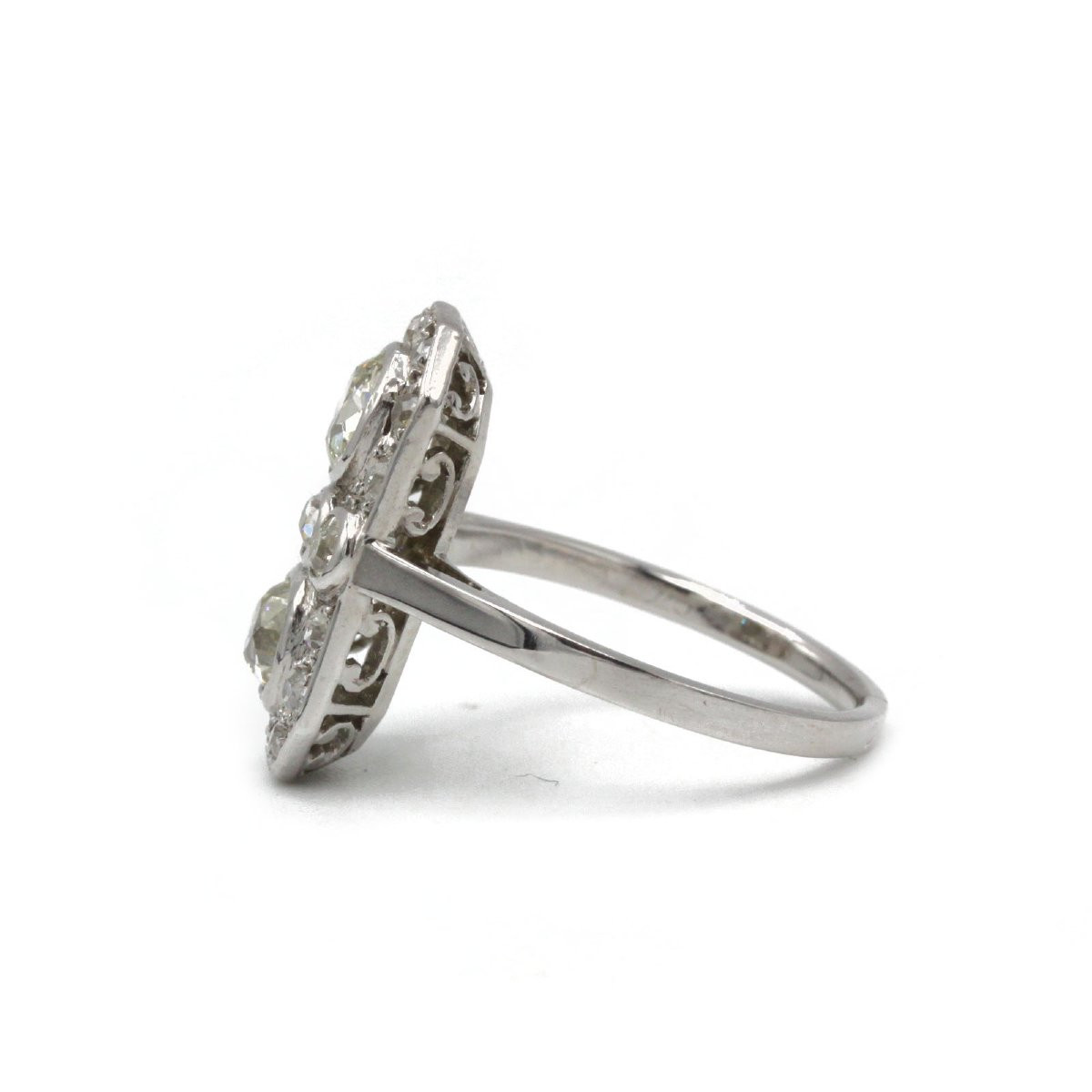 Art Deco Platinum Ring With Old-cut Diamonds -photo-3
