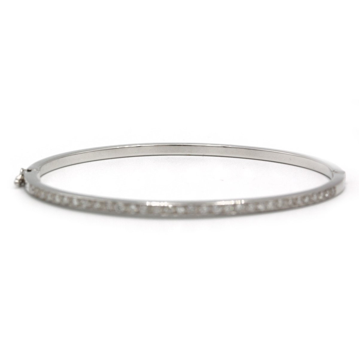 Bracelet rigide en or blanc 750 et diamants environ 1 carat total -photo-2
