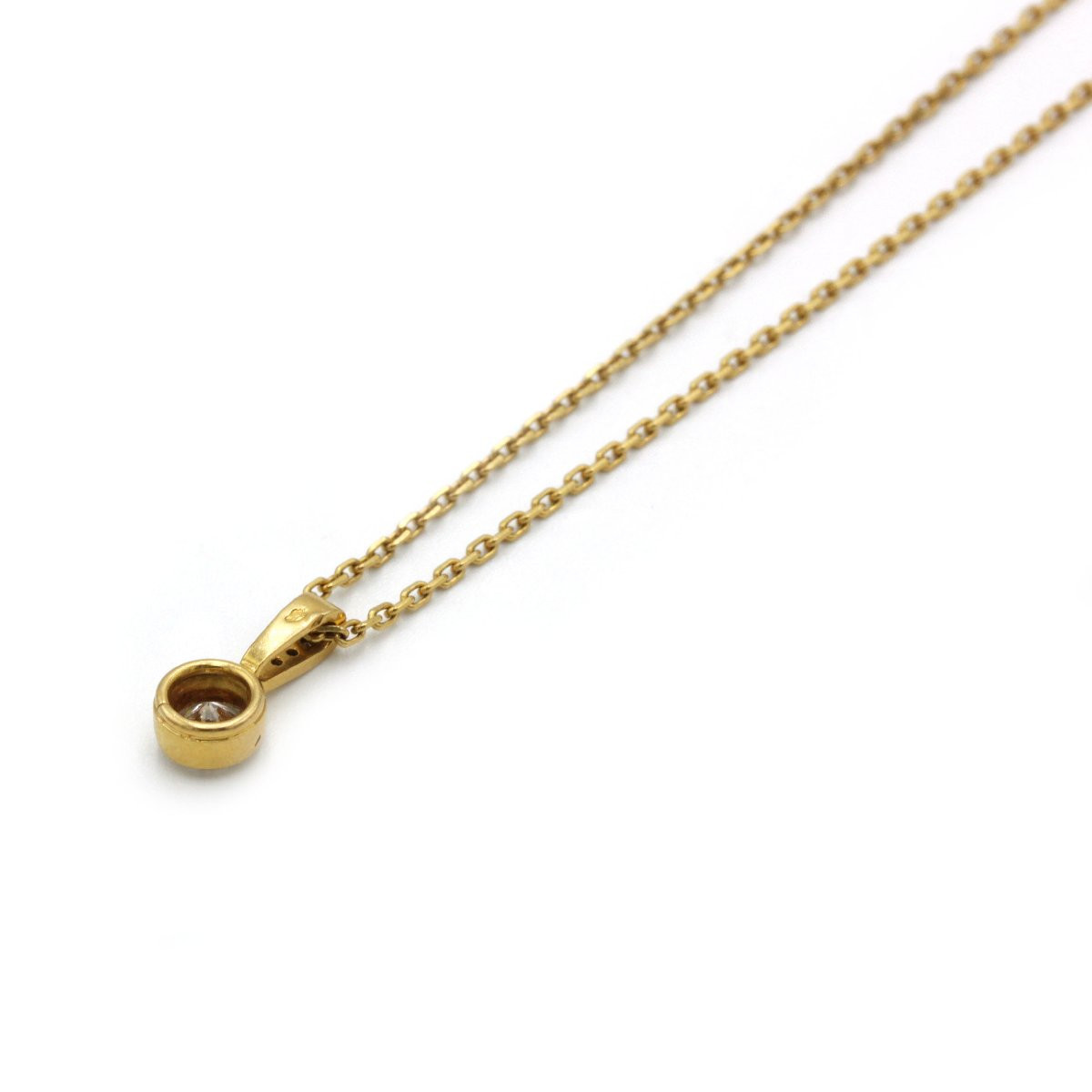 750 Yellow Gold Necklace With 0.50 Carat Bezel-set Diamond-photo-2