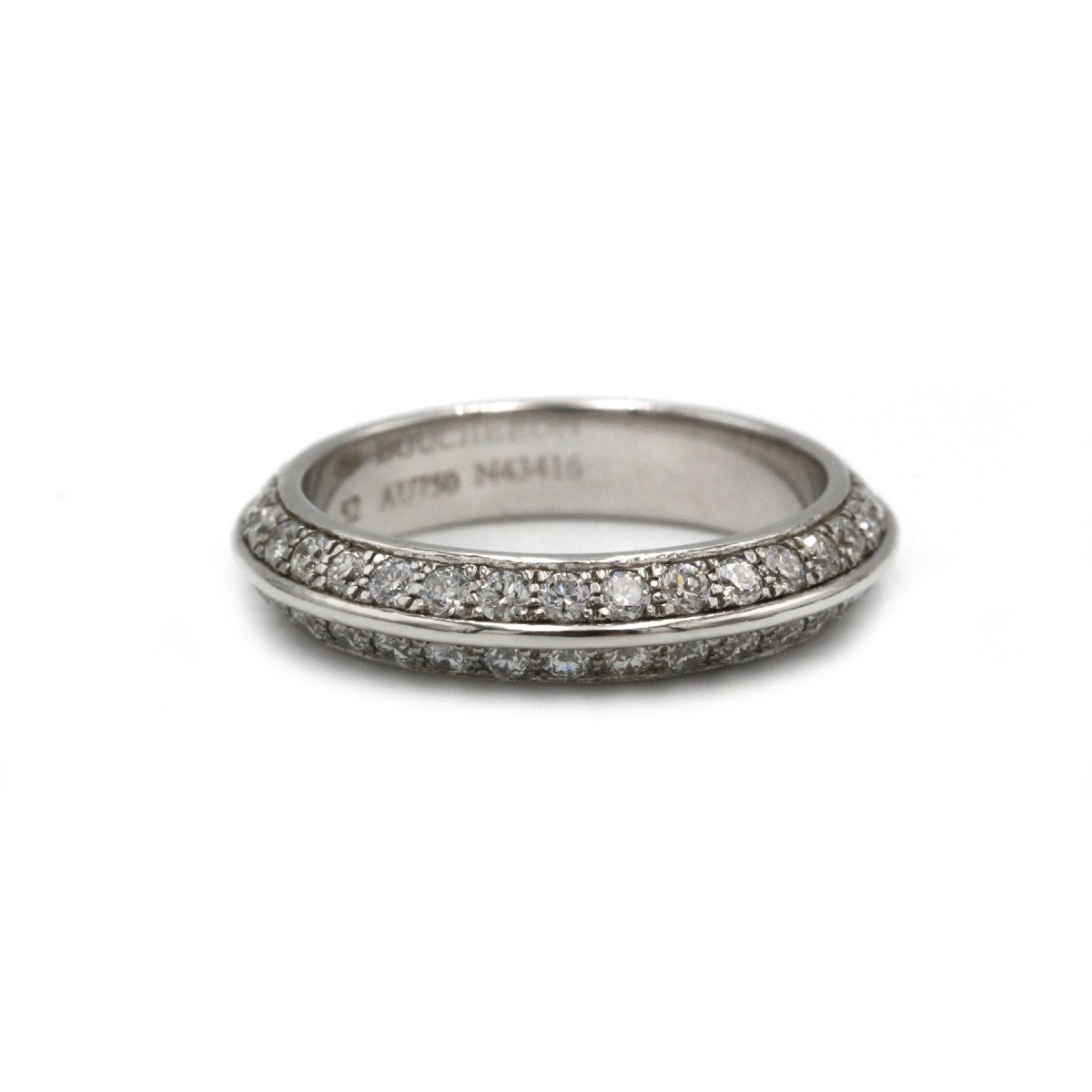 Double alliance diamants Boucheron signé numéroté or blanc 750-photo-3
