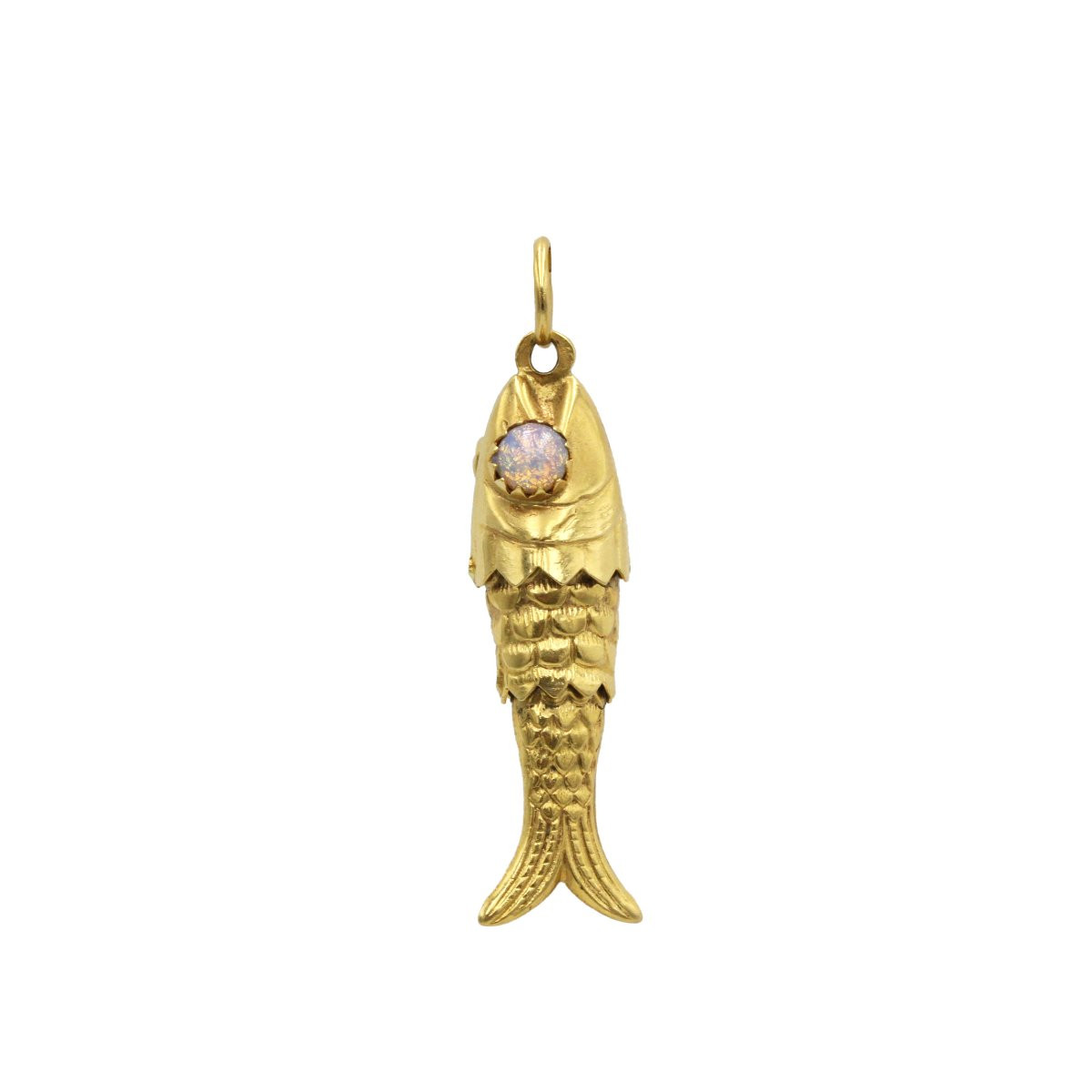 charm/pendentif poisson or jaune 750 et opales-photo-2