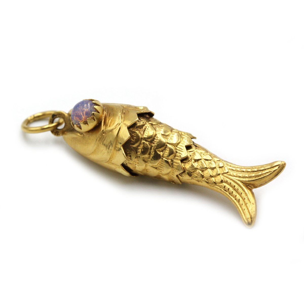 charm/pendentif poisson or jaune 750 et opales-photo-3