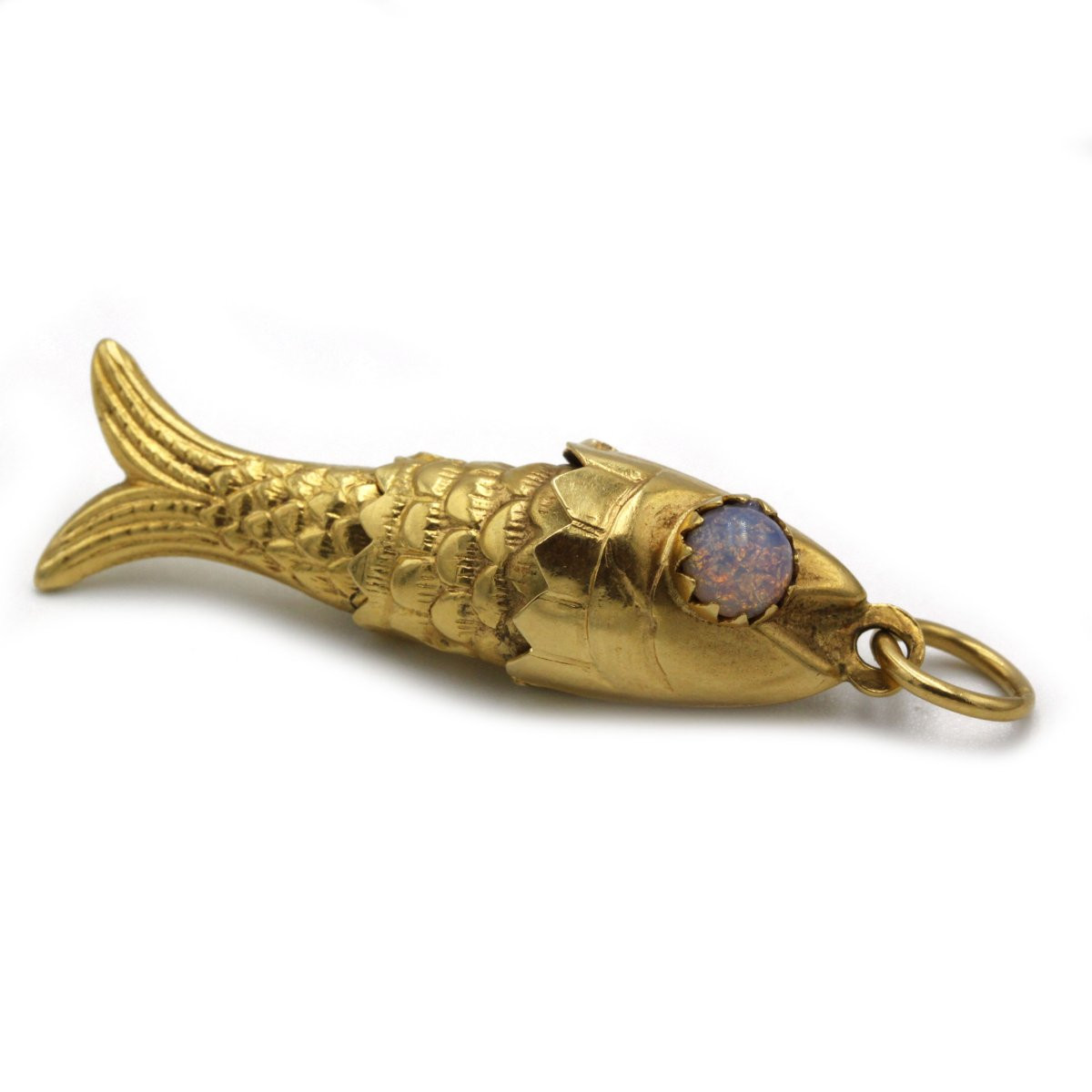 charm/pendentif poisson or jaune 750 et opales-photo-4