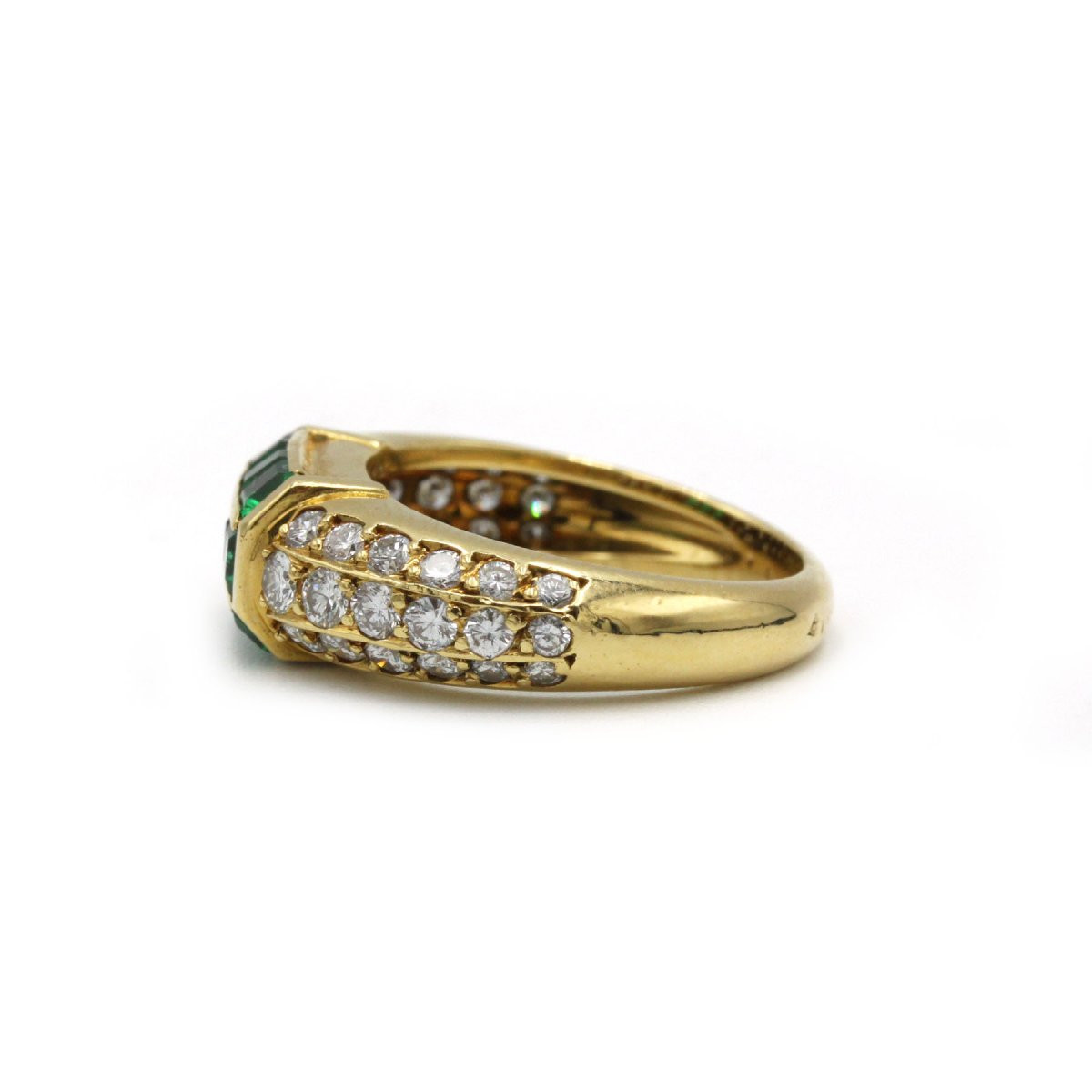 Bague Fred or jaune 750 diamants et émeraude calibrés -photo-3