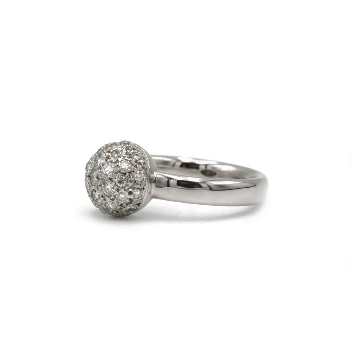 Bague or blanc 750 boule à facette diamants-photo-2