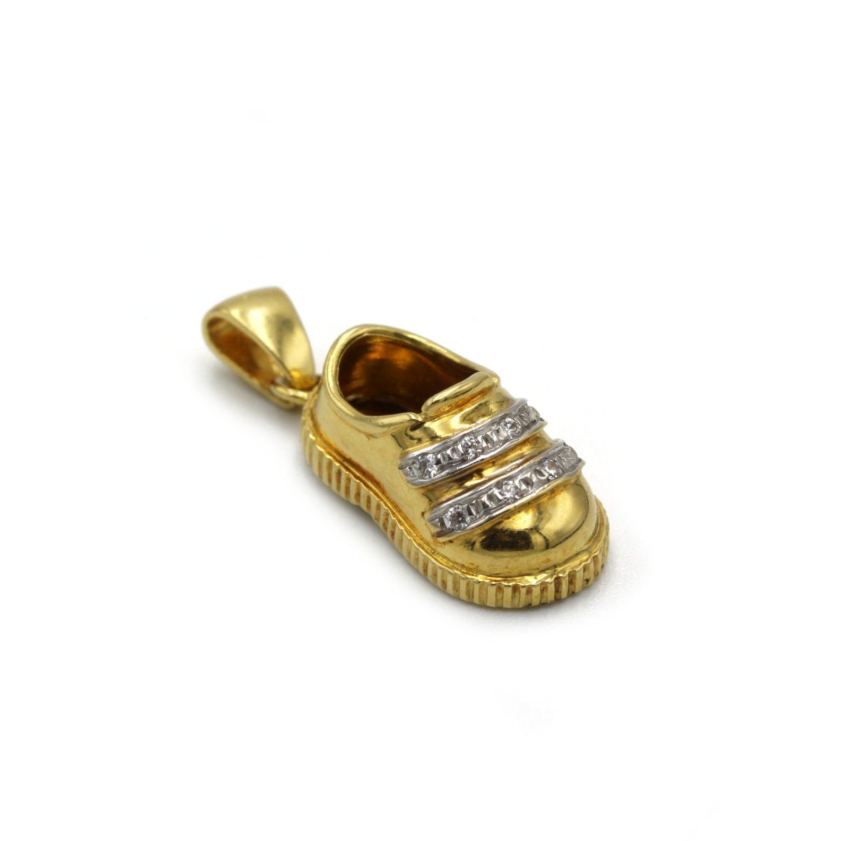 750 Yellow Gold And Diamond Shoe Charm/pendant-photo-3
