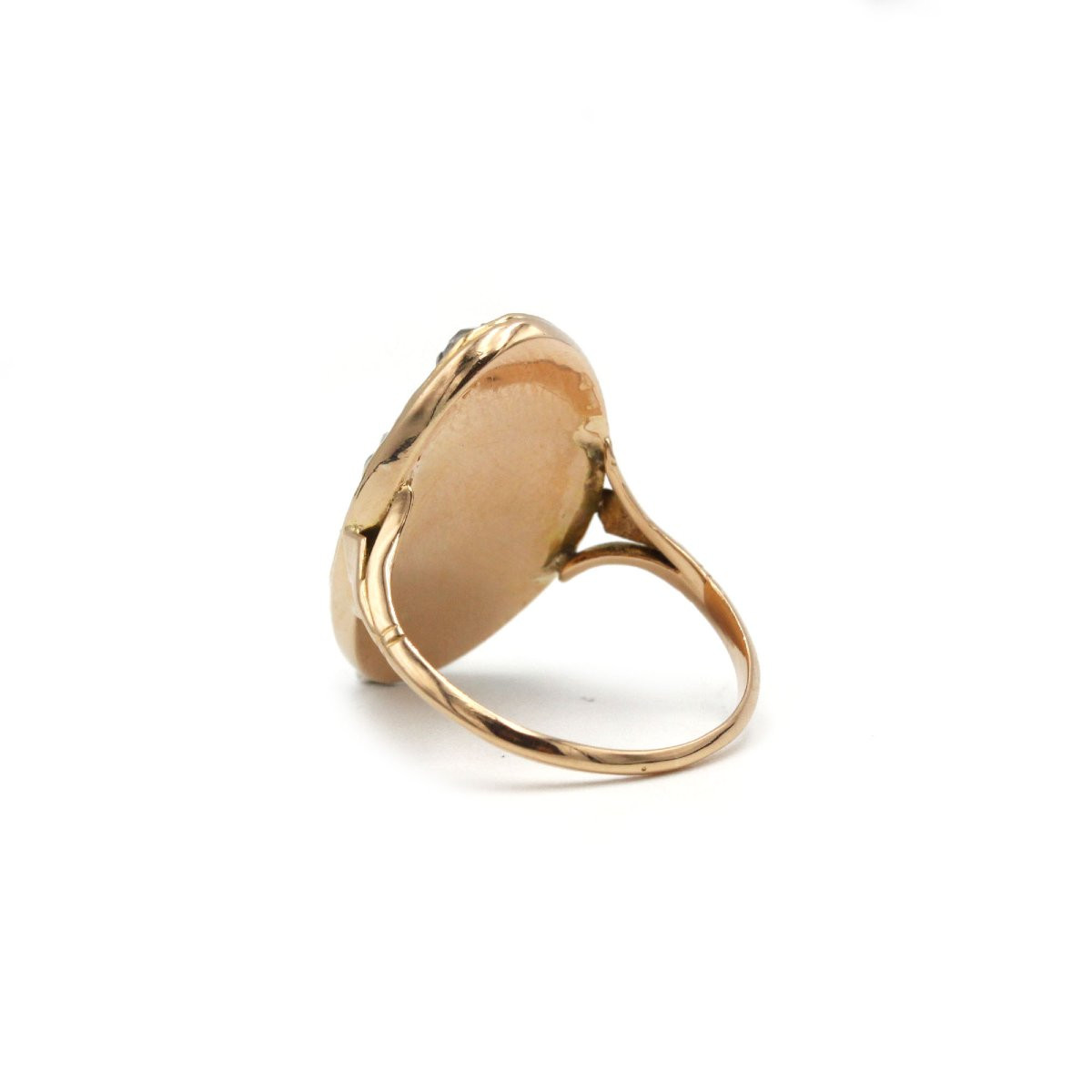 750 Yellow Gold Ring With Blue Lacquer And Old-cut Diamonds-photo-4