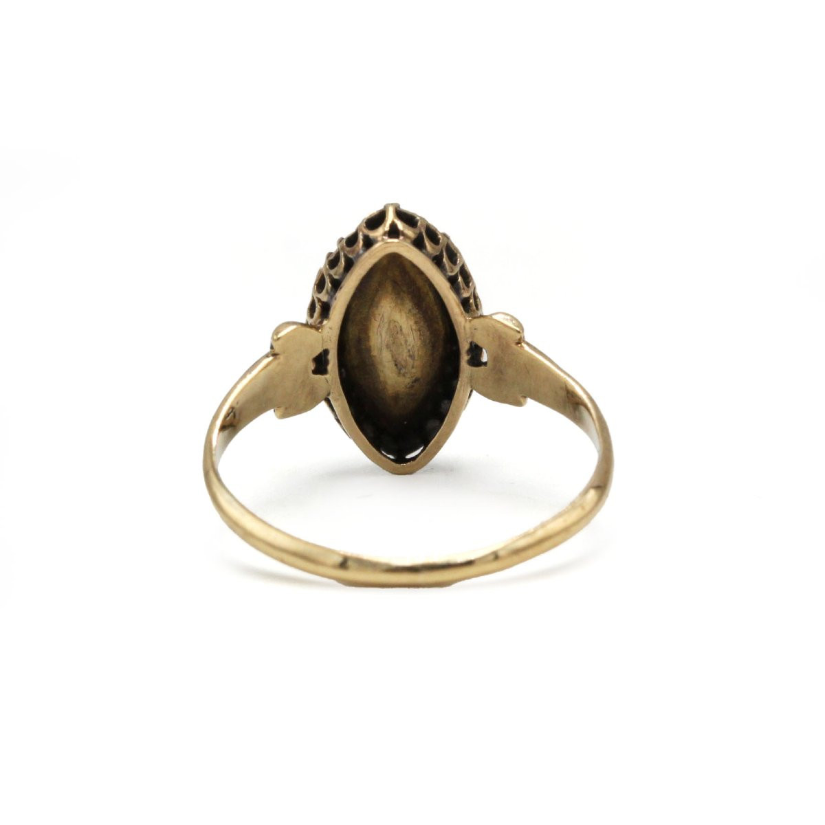 19th Century Marquise Ring, 750 Gold With Rose-cut Diamonds-photo-2