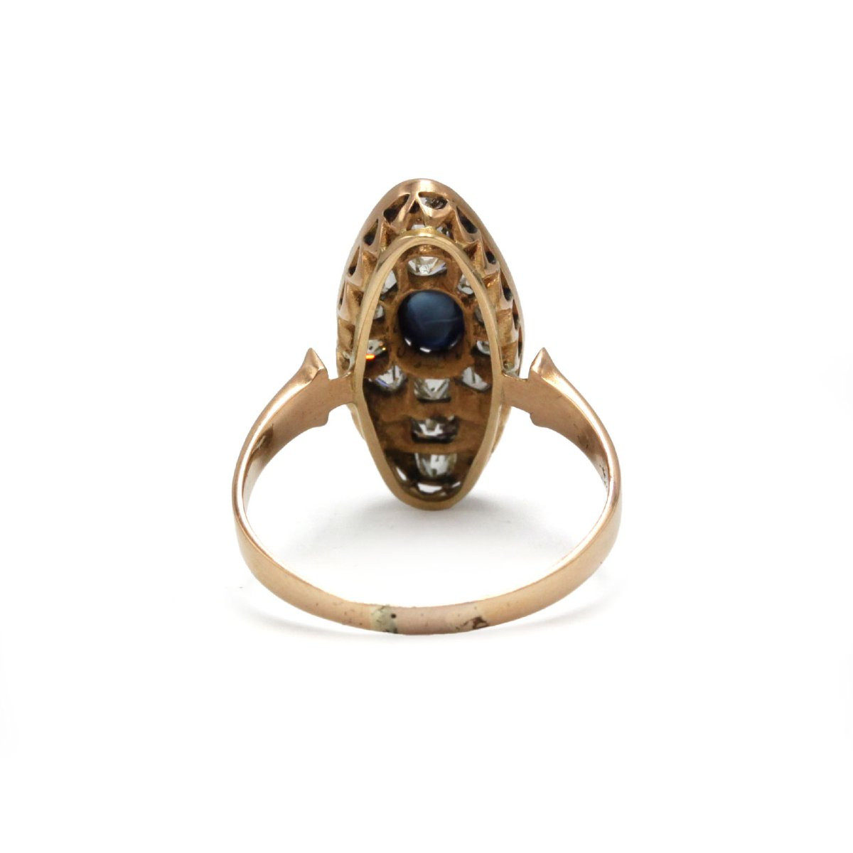 Antique Marquise Ring In Gold, Diamonds And Sapphire-photo-1
