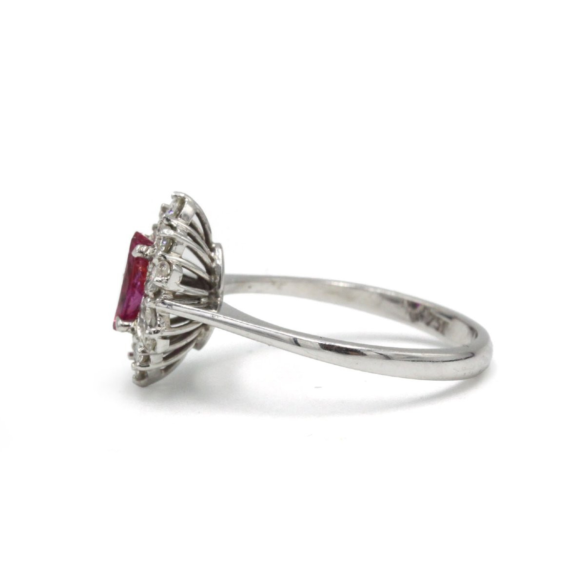 Bague marguerite or blanc 750 diamants et rubis-photo-4
