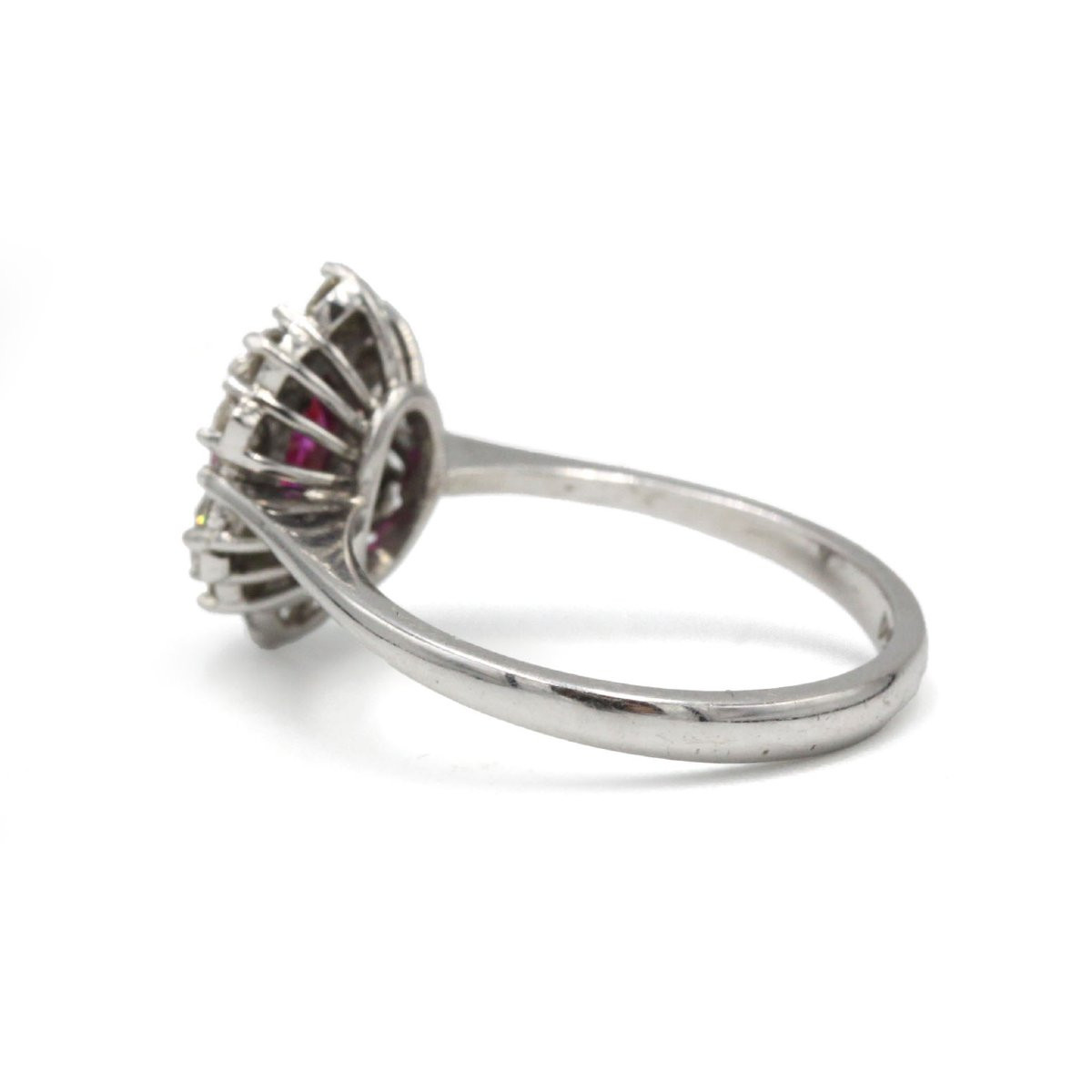 Bague marguerite or blanc 750 diamants et rubis-photo-1
