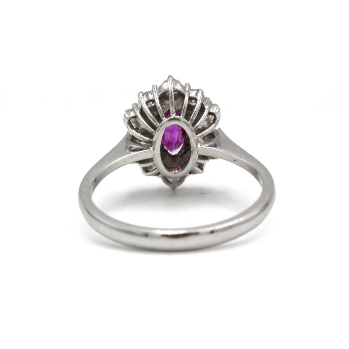 Bague marguerite or blanc 750 diamants et rubis-photo-2