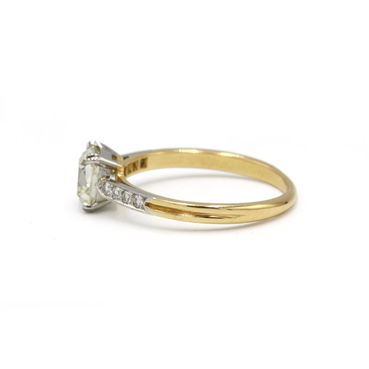 Antique Art Deco Solitaire Ring, 18k Gold, 1.03 Carat Diamond-photo-2
