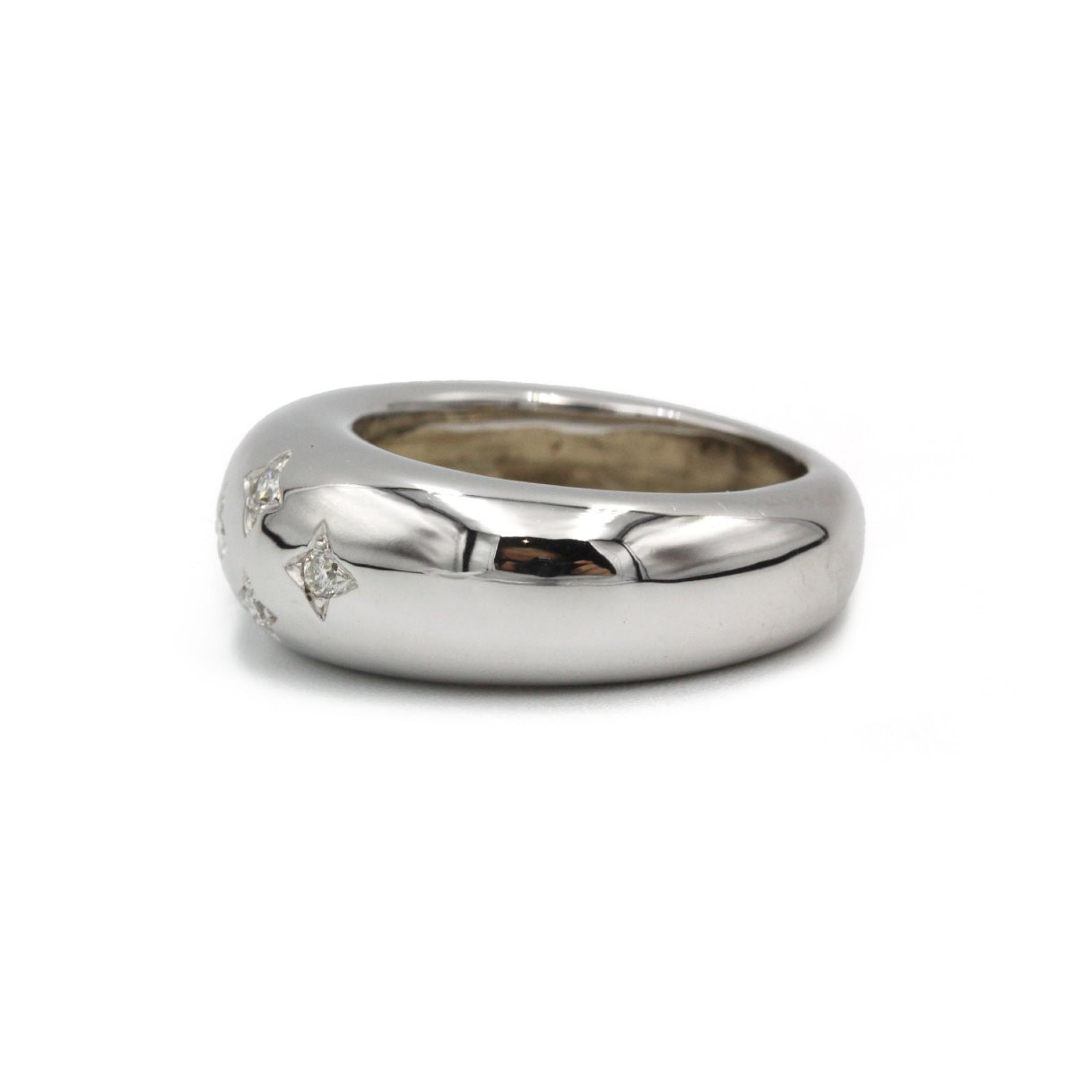 White Gold (750) Band Ring From The 1980s, With Diamonds-photo-4