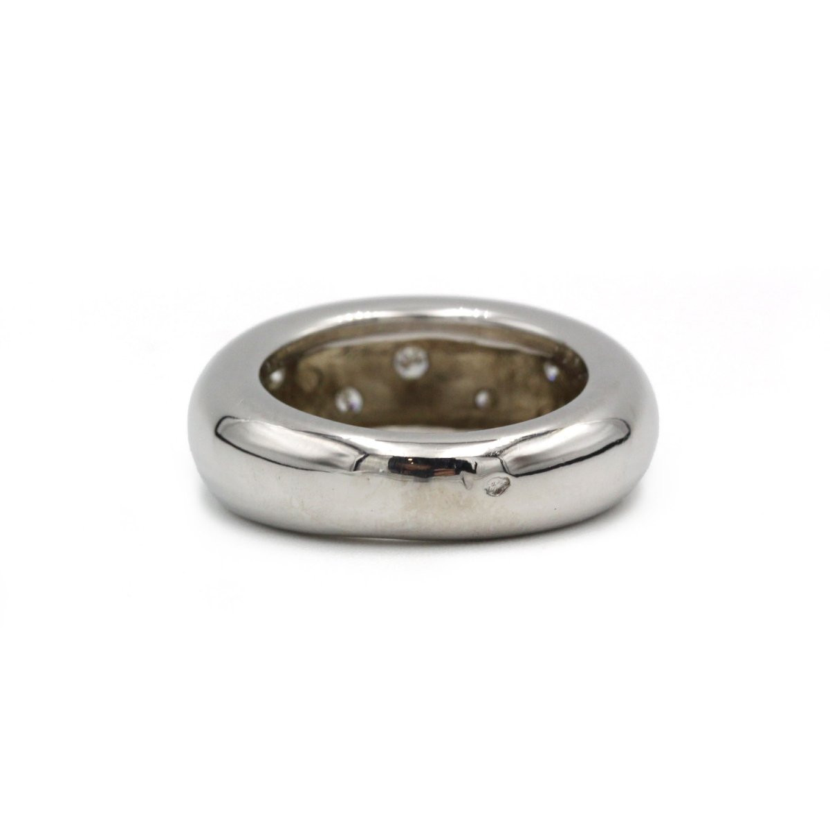 White Gold (750) Band Ring From The 1980s, With Diamonds-photo-2