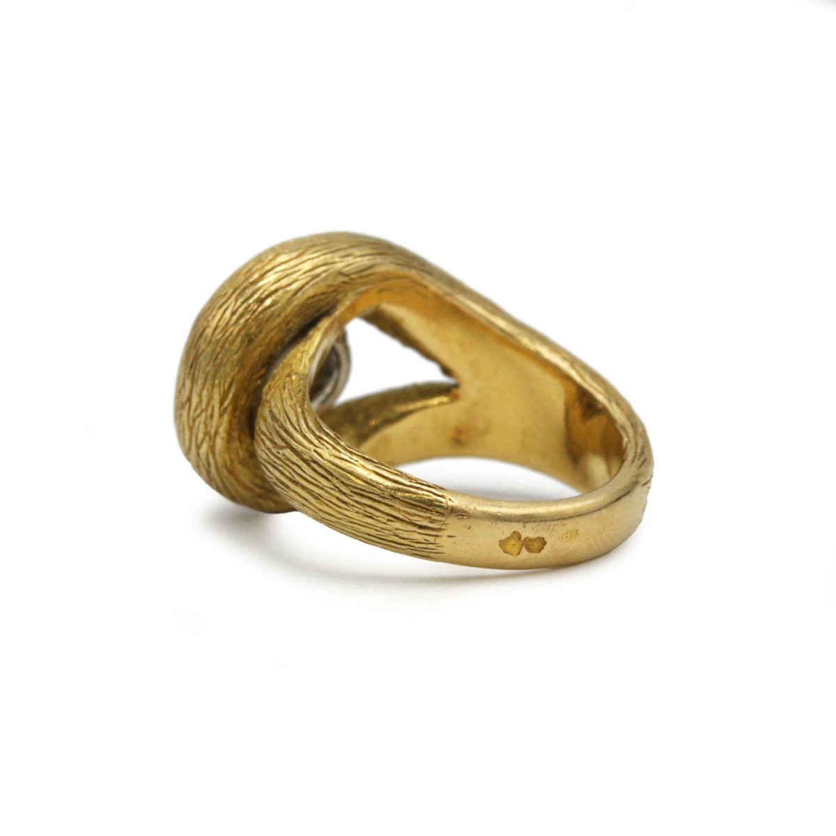 Textured Knot Ring, 18k Gold And 1.76 Carat Gia-certified Old Mine Diamond-photo-1