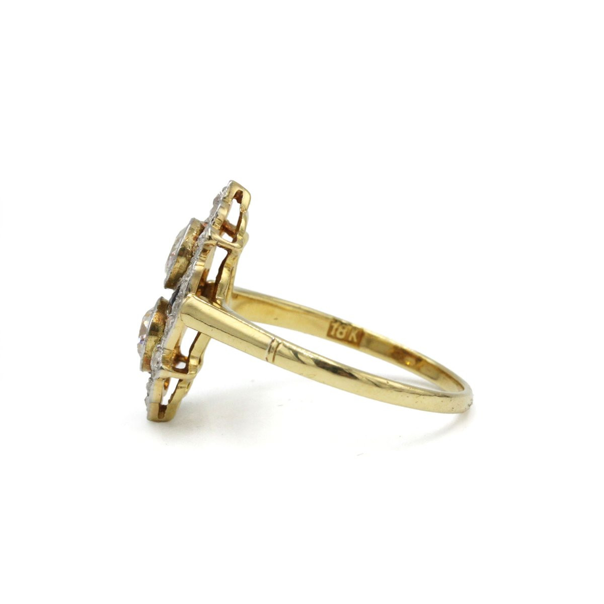 Bague art déco or 750 diamants et saphirs calibrés -photo-4
