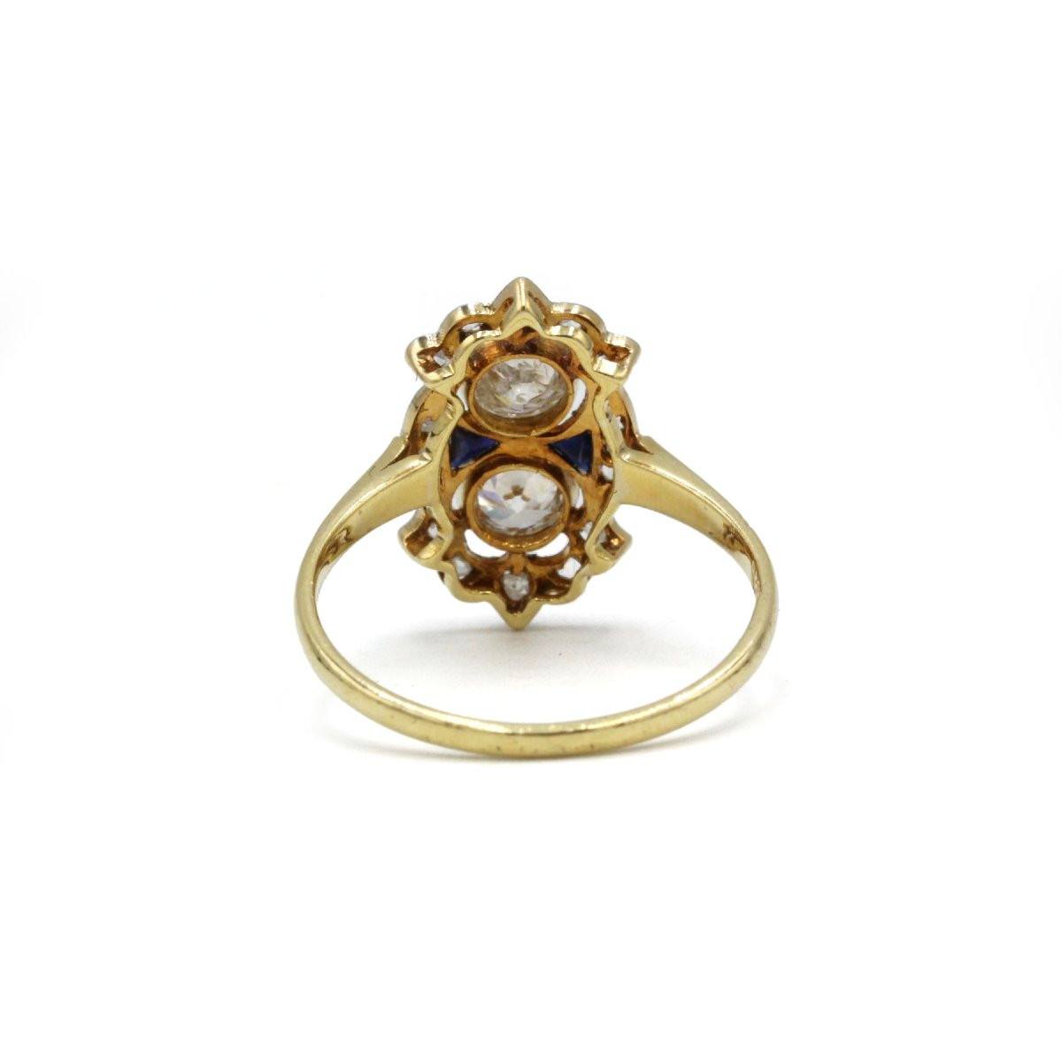 Bague art déco or 750 diamants et saphirs calibrés -photo-2