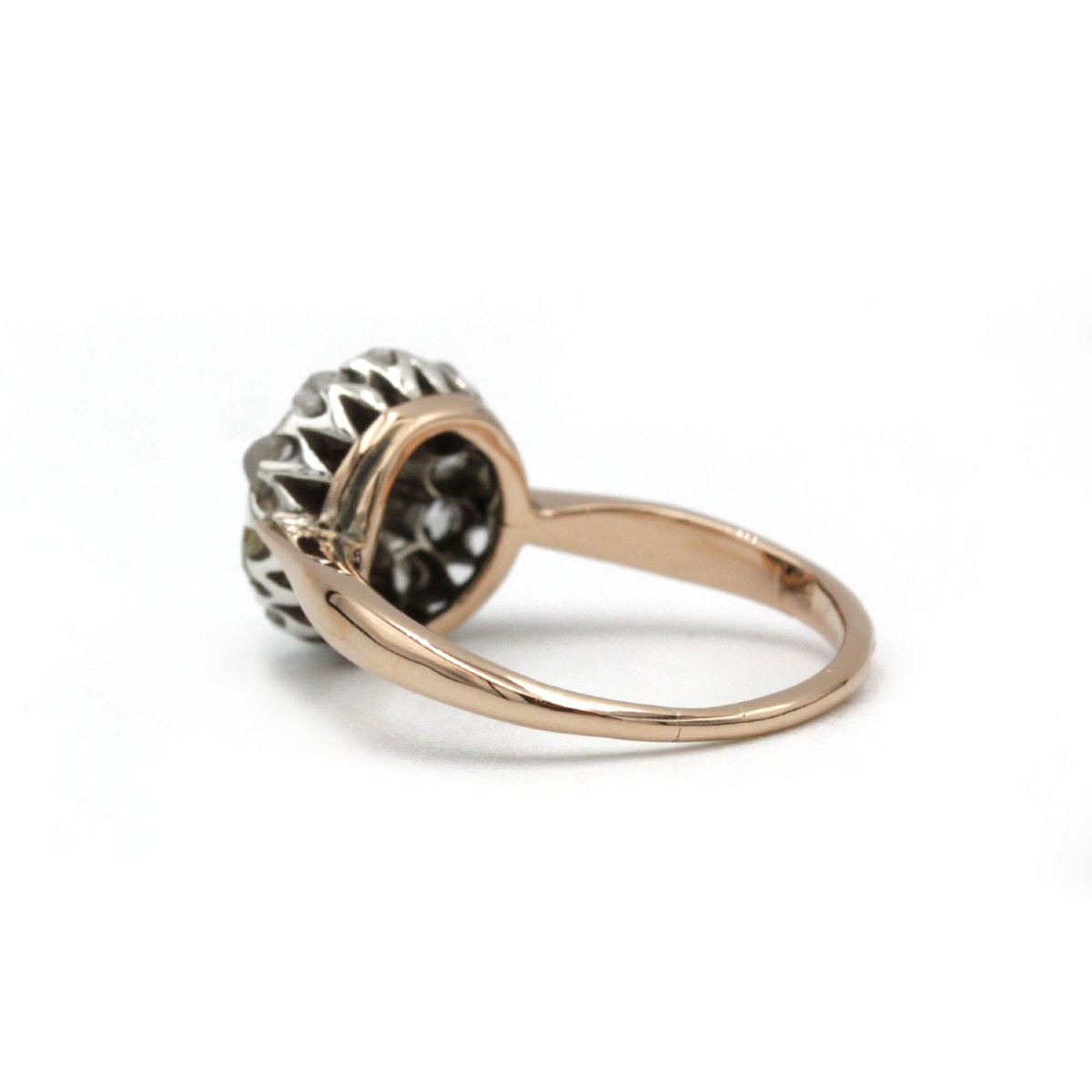 Bague marguerite XIXe or jaune 750 platine diamants tailles rose-photo-2