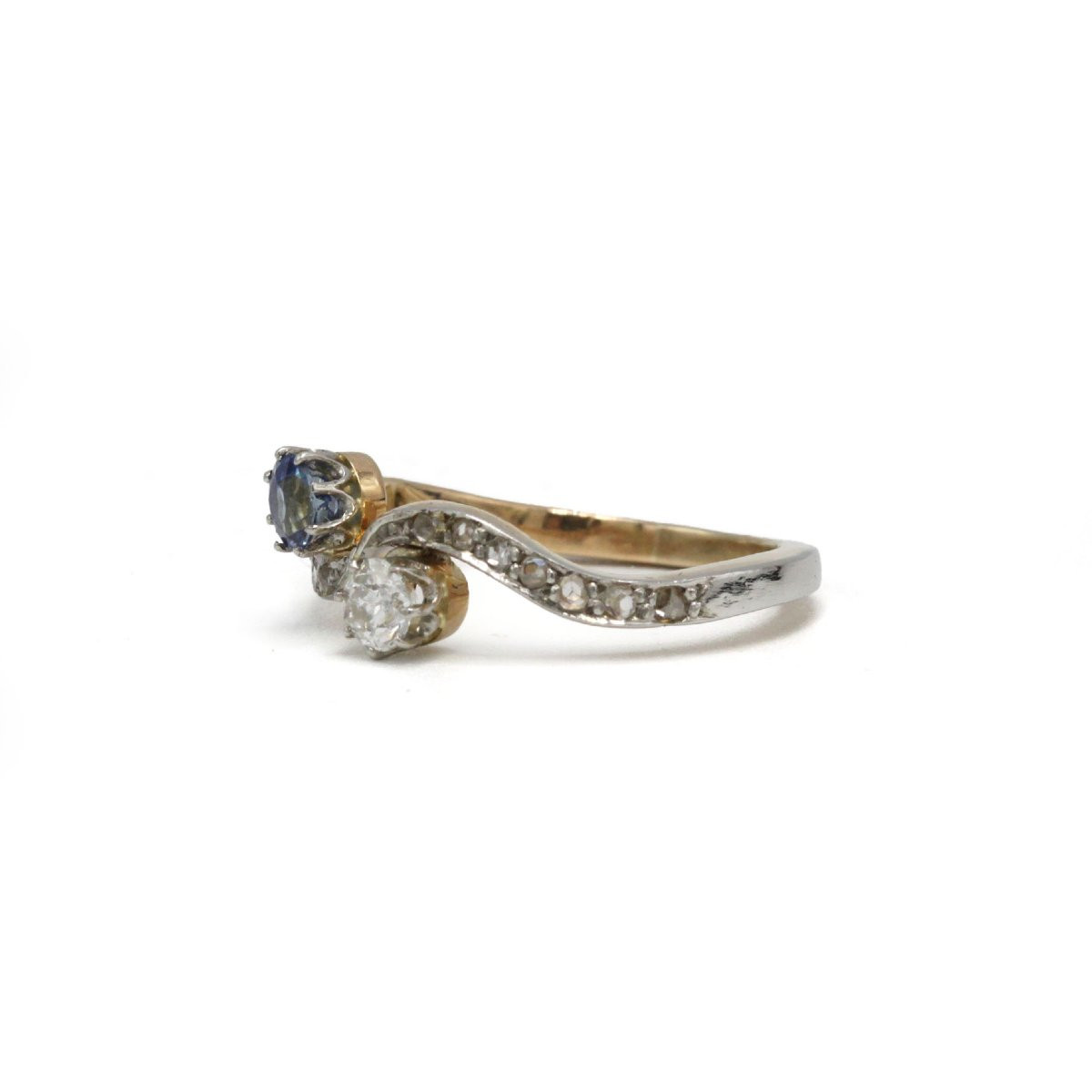 Bague toi et moi or 750 diamants et saphir-photo-3