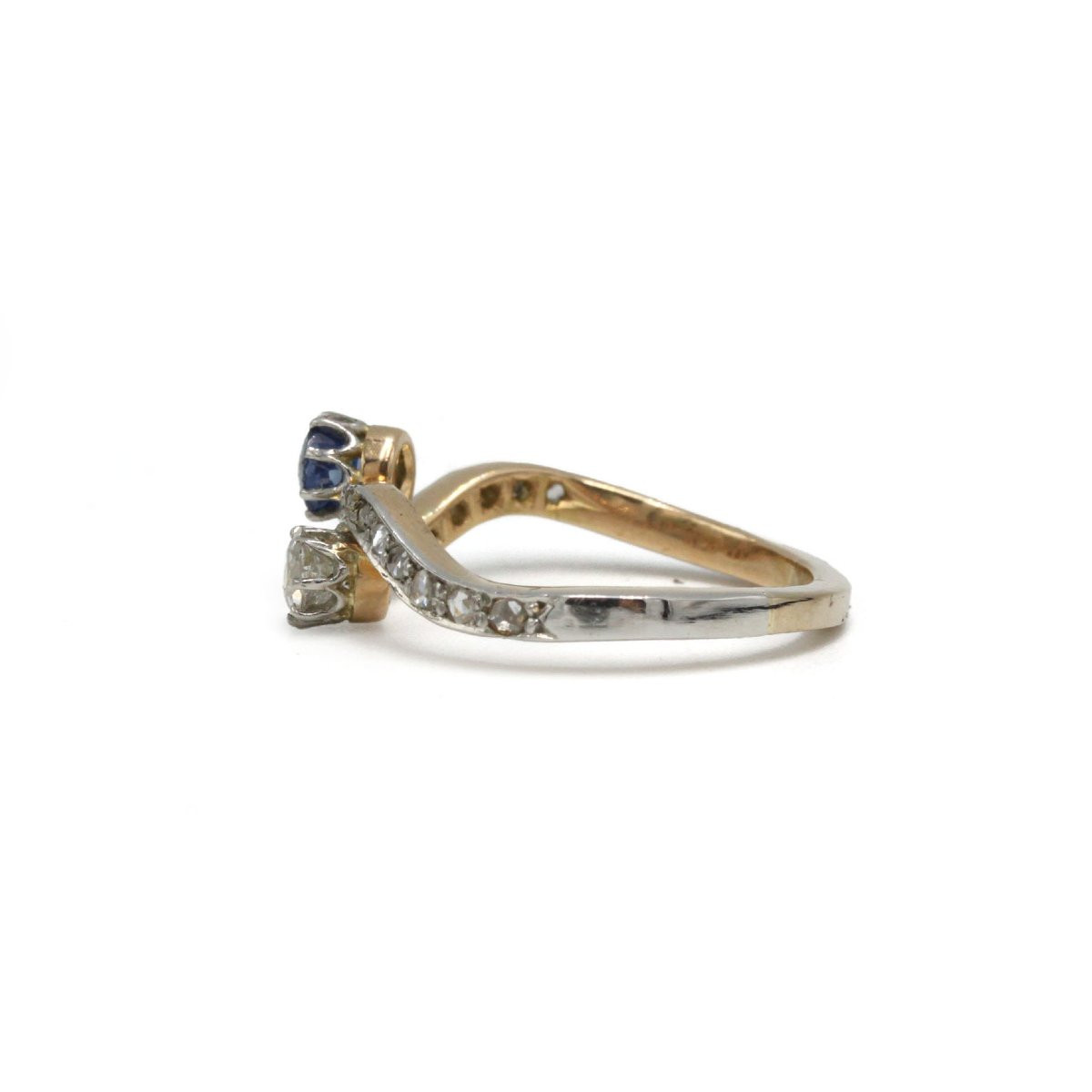 Bague toi et moi or 750 diamants et saphir-photo-4