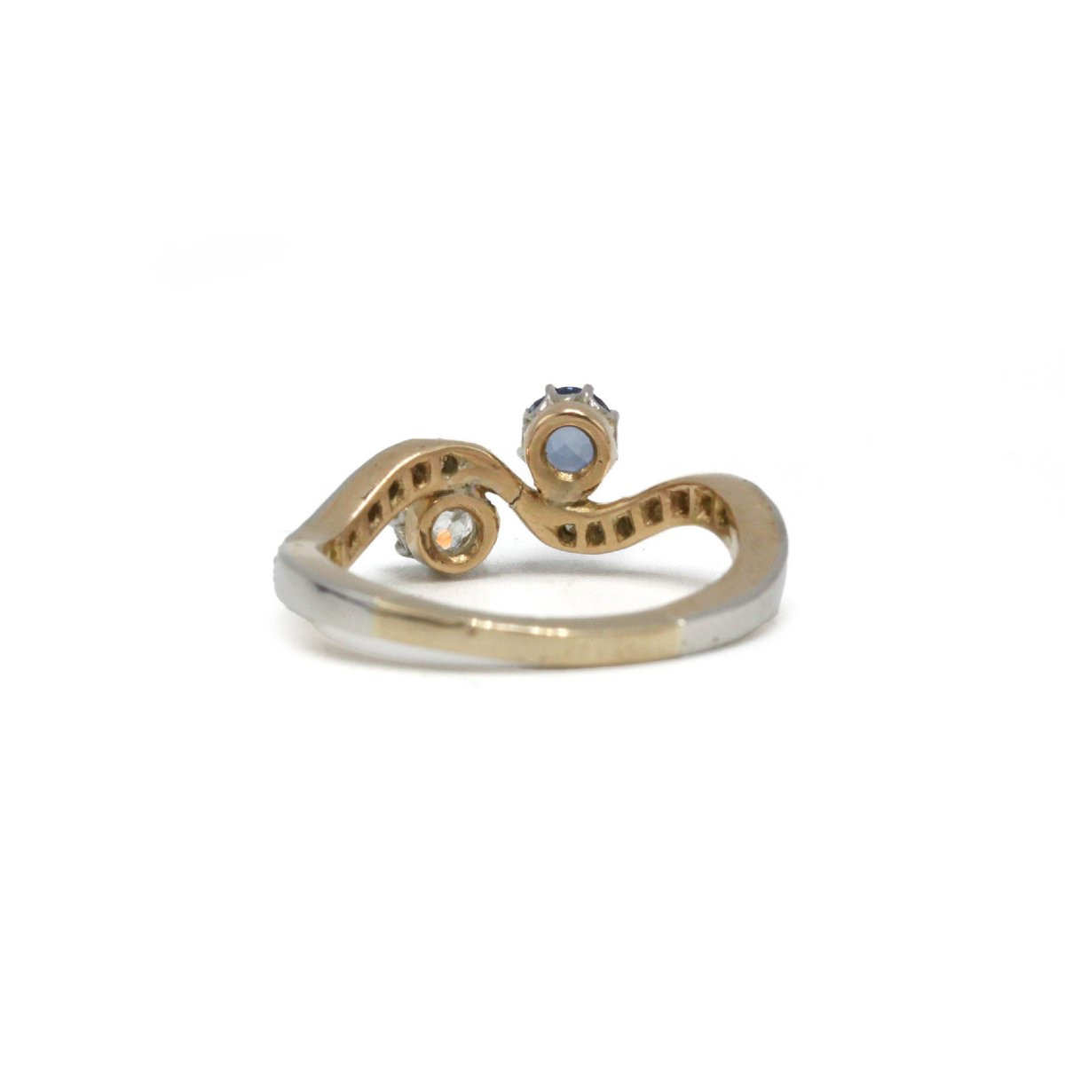 Bague toi et moi or 750 diamants et saphir-photo-2