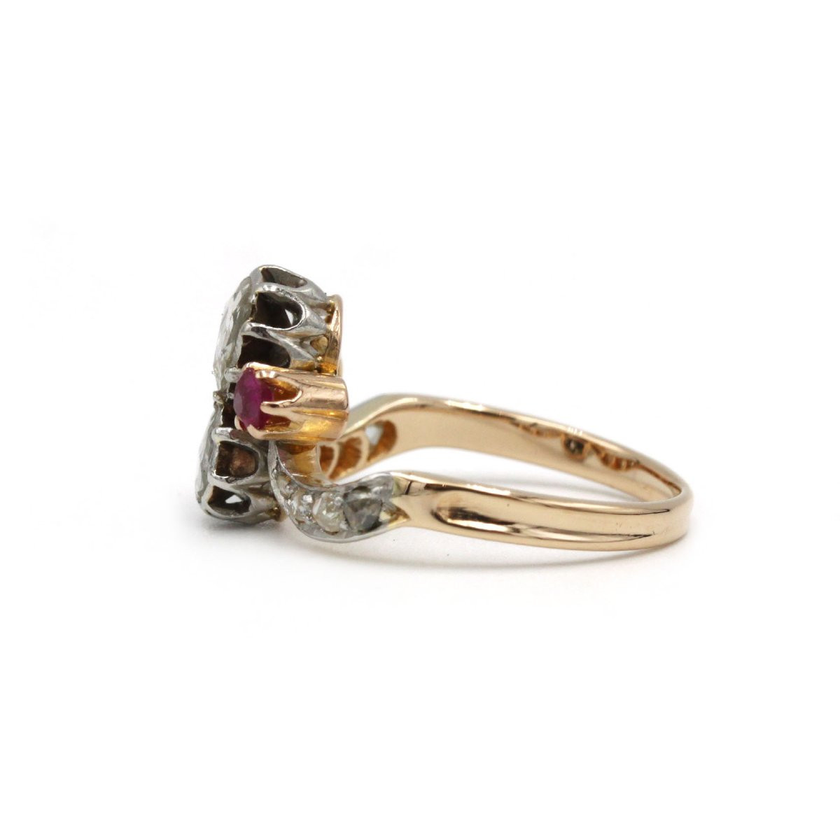Duchess Ring In 18k Gold With Rose-cut Diamonds And Rubies-photo-1