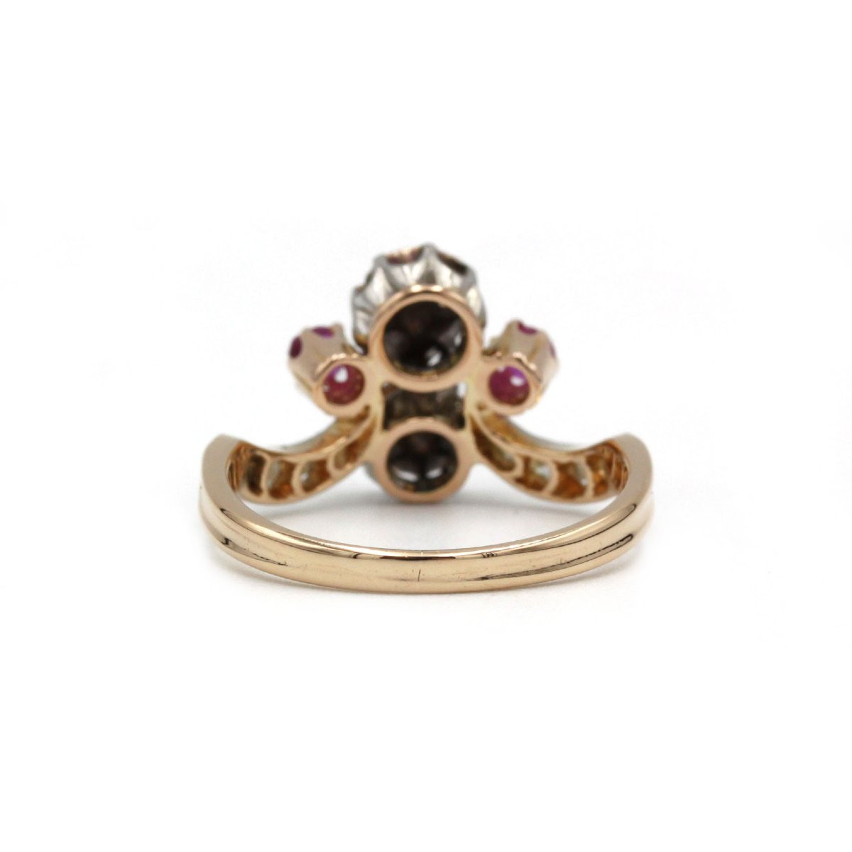 Duchess Ring In 18k Gold With Rose-cut Diamonds And Rubies-photo-3