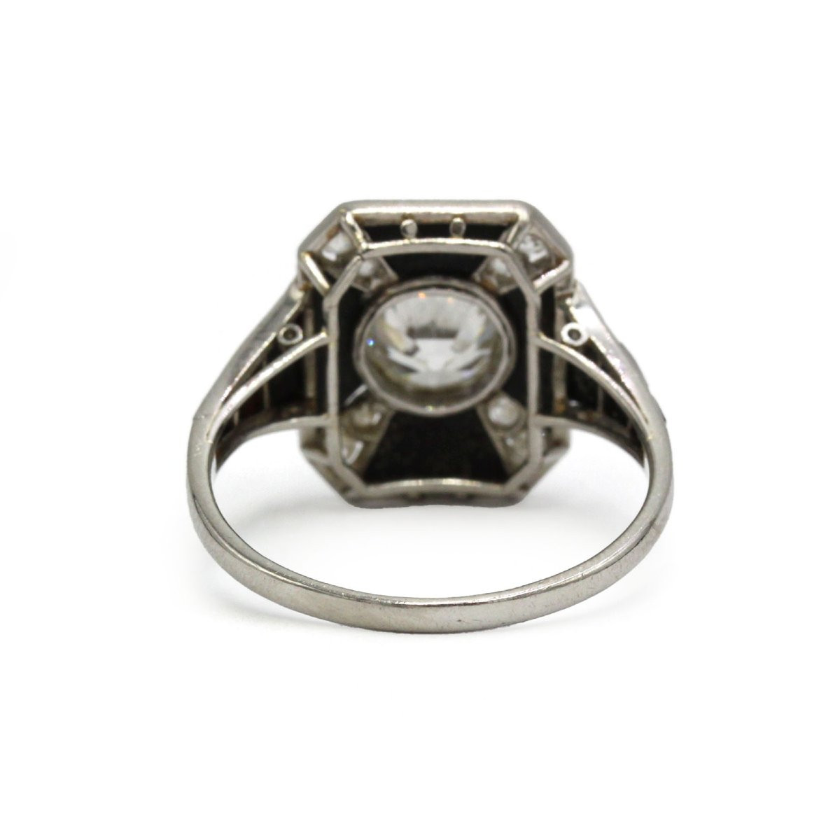 Platinum, Onyx And Diamond Art Deco Geometric Ring-photo-2