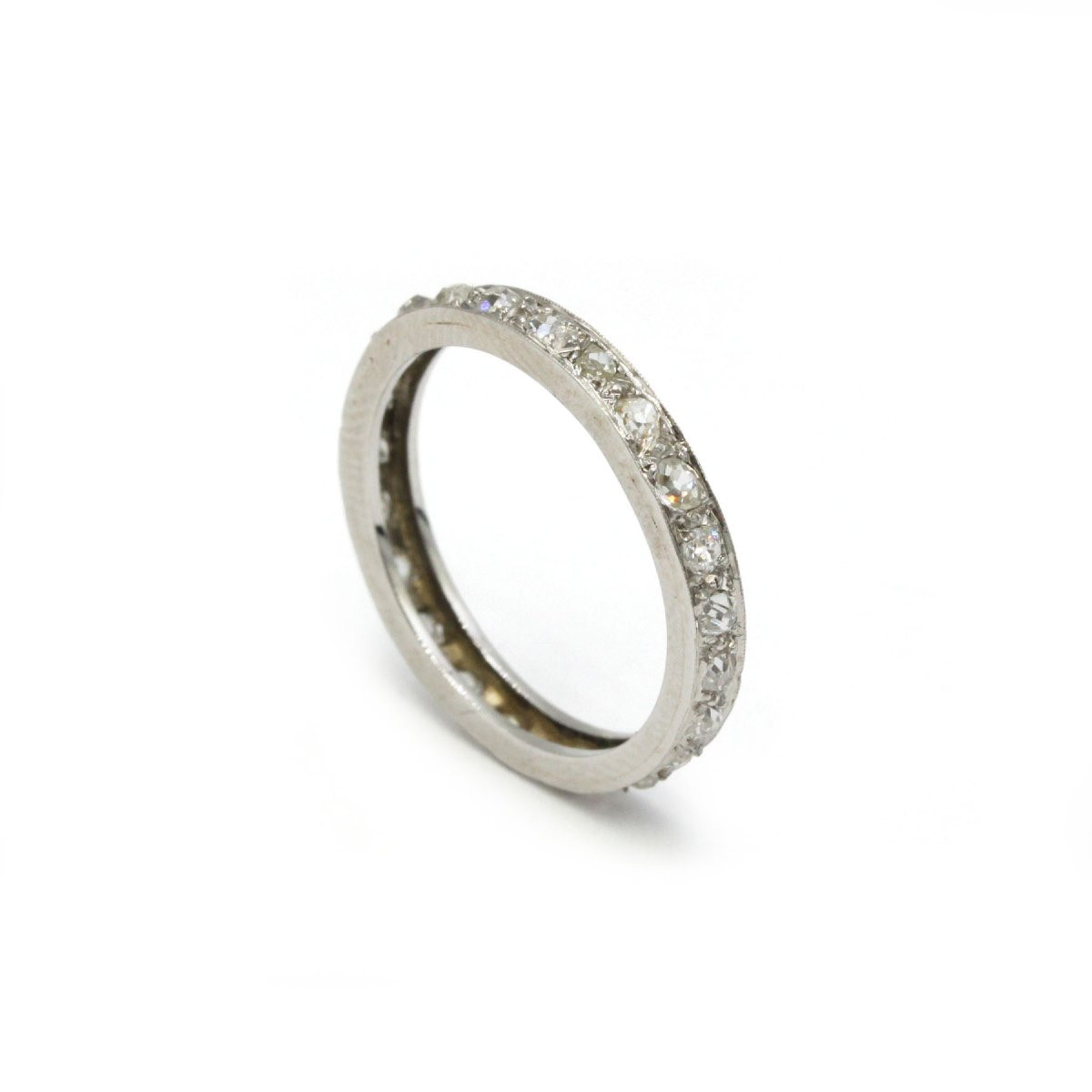 Antique-cut Diamond Wedding Band In Platinum-photo-3